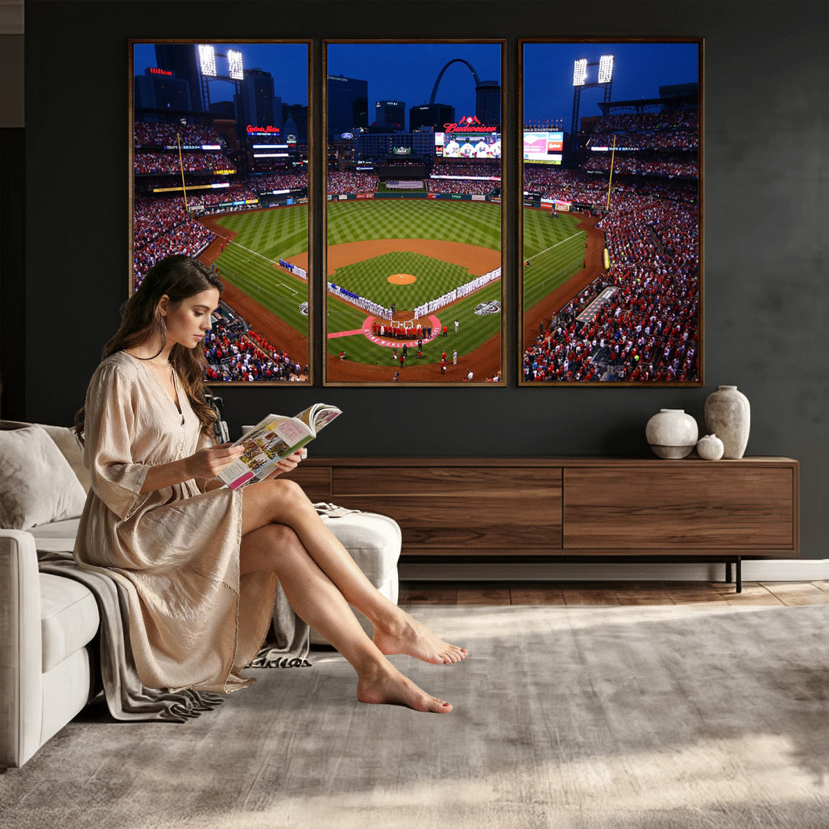 11925-MGV-CV-36X24 - St. Louis Cardinals Baseball Team Print, Busch Stadium Wall Art