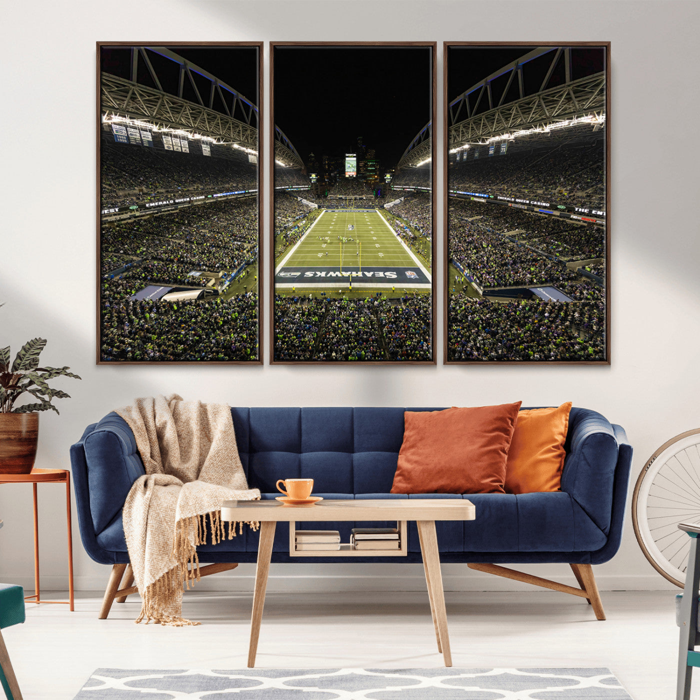 MGV-FC-48X32-3P - Seattle Seahawks Football Team Print Wall Art - Seattle Century Link Field Stadium Wall Art Canvas