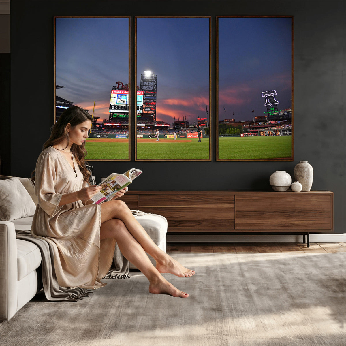 22594-MGV-CV-36X24 - Philadelphia Phillies Baseball Print - Philadelphia Citizens Bank Park Stadium Wall Art, Phillies