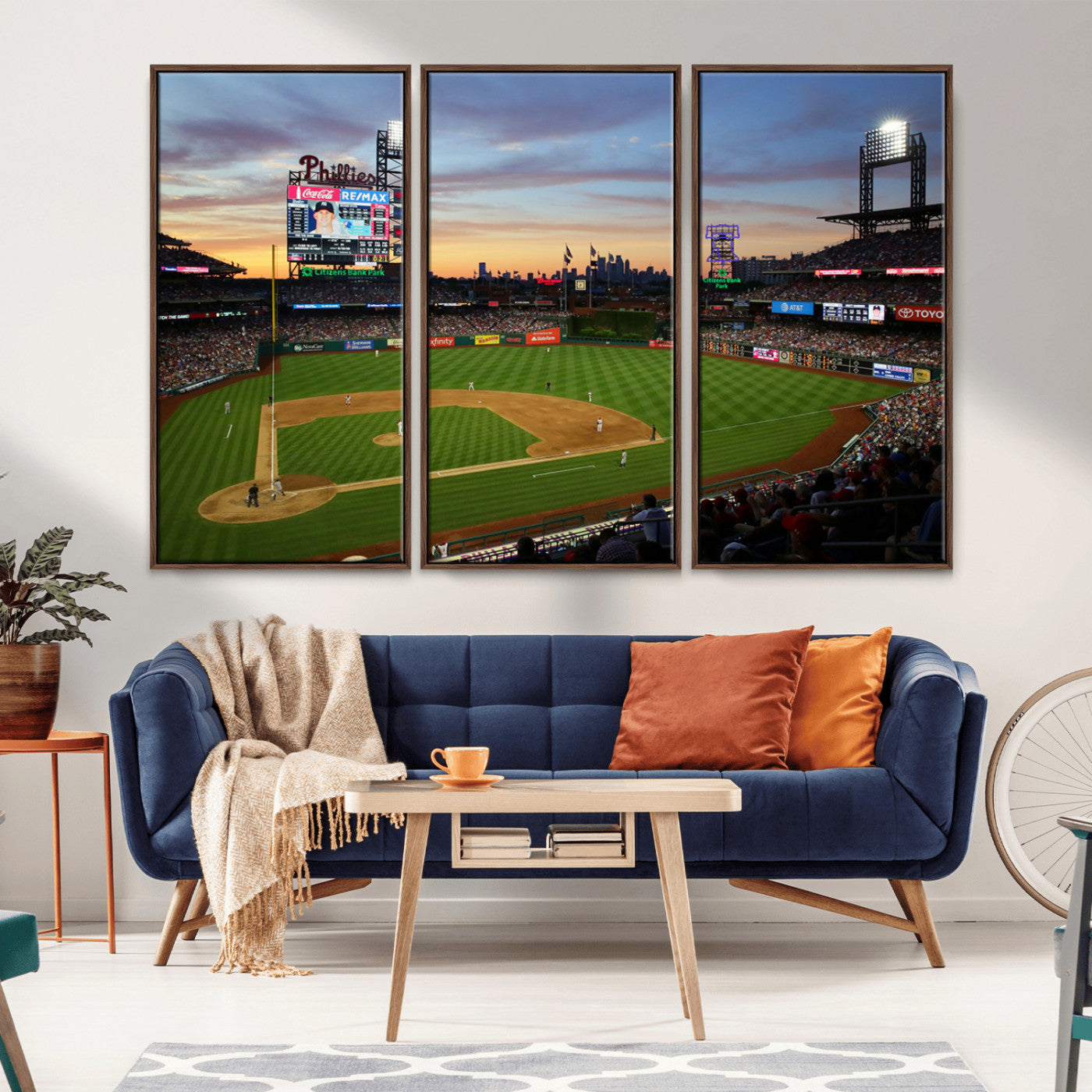 MGV-FC-48X32-3P - Citizens Bank Park Philadelphia Phillies Wall Art Canvas | 3-Panel Canvas Print of Phillies Stadium