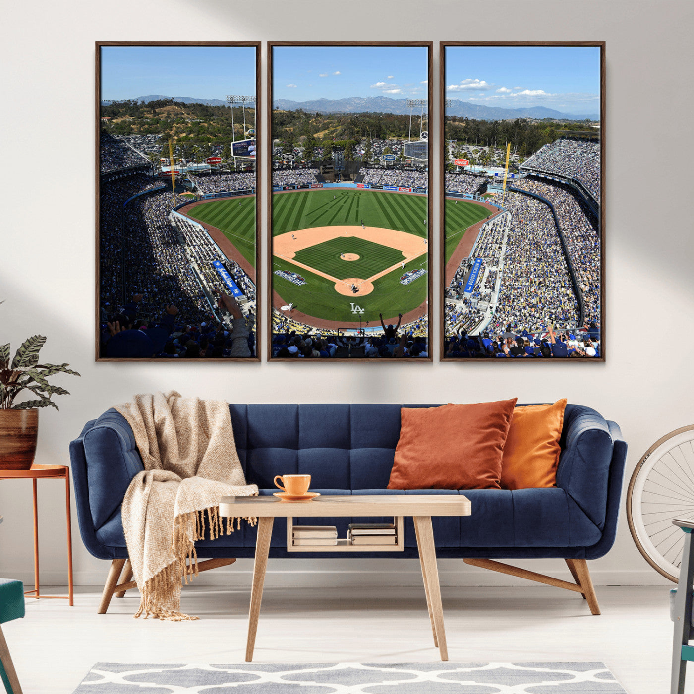 MGV-FC-48X32-3P - Los Angeles Dodgers Dodger Stadium Wall Art Canvas Print - MLB Baseball Stadium Wall Art Canvas