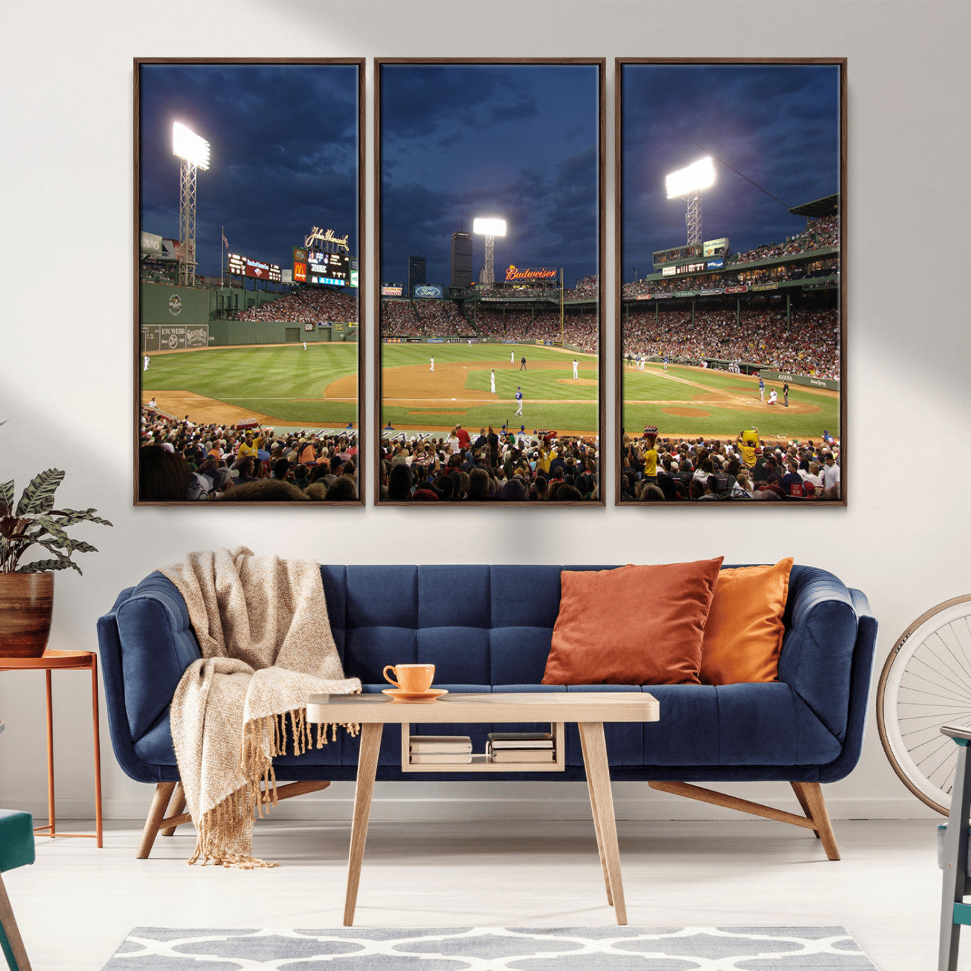 MGV-FC-48X32-3P - Boston Red Sox Baseball Team Print Canvas - Massachusetts Fenway Park Stadium Wall Art Canvas Print