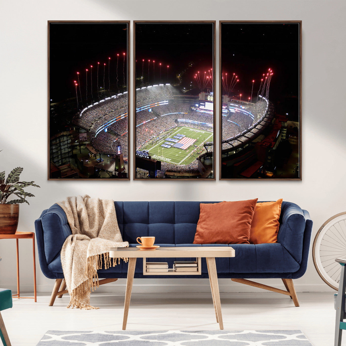 MGV-FC-48X32-3P - New England Patriots Team Print Wall Art- Foxborough Gillette Stadium Wall Art Canvas Print