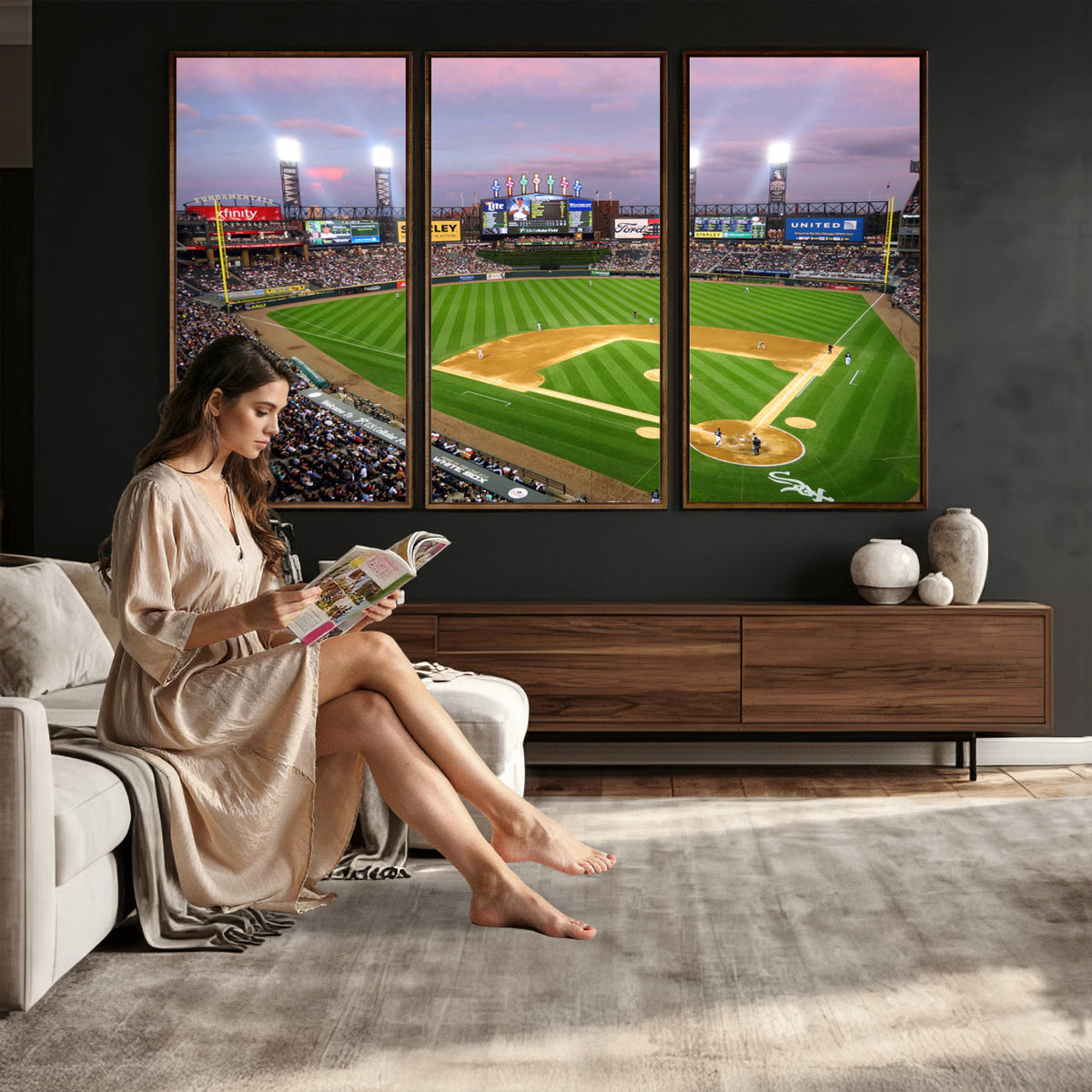 38470-MGV-CV-36X24 - Chicago White Sox Baseball Team Print Canvas, Guaranteed Rate Field Stadium Wall Art