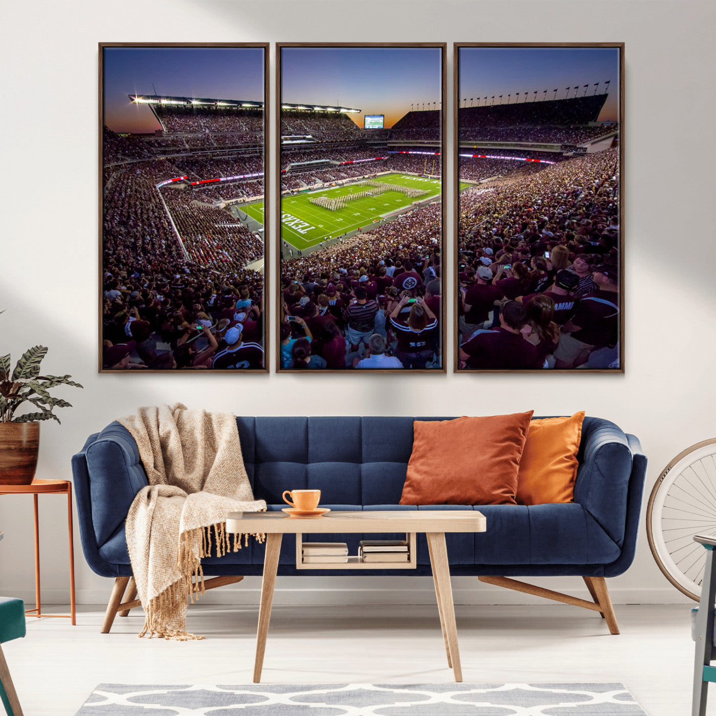 MGV-FC-48X32-3P - Texas A&M University Aggies Football Team Print - College Station Kyle Field Stadium Wall Art Canvas