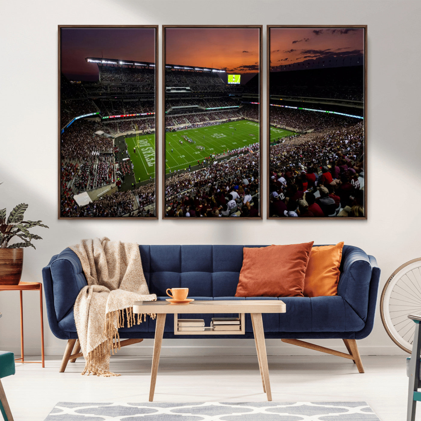 MGV-FC-48X32-3P - Texas A&M Aggies Football Team Print - College Station Kyle Field Stadium Wall Art Canvas Print