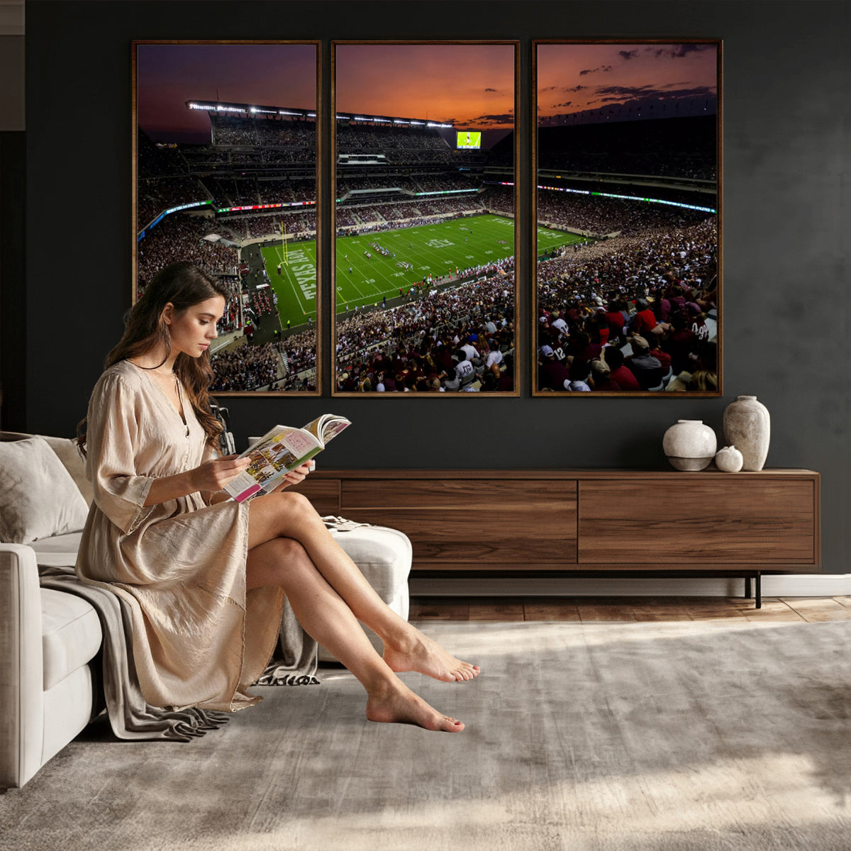 45603-MGV-CV-36X24 - Texas A&M University Aggies Football Team Print, College Station Kyle Field Stadium Wall Art