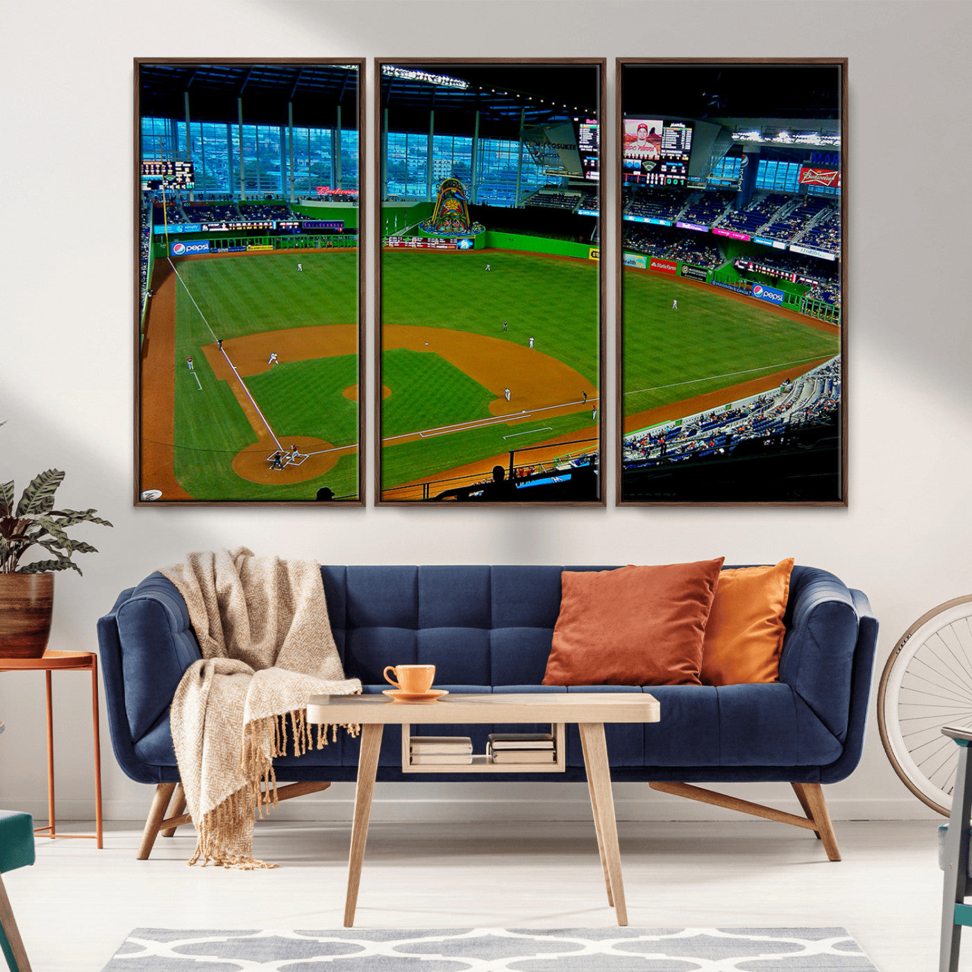 MGV-FC-48X32-3P - Miami Marlins Baseball Team Print - Miami LoanDepot Park Stadium Wall Art Canvas Print