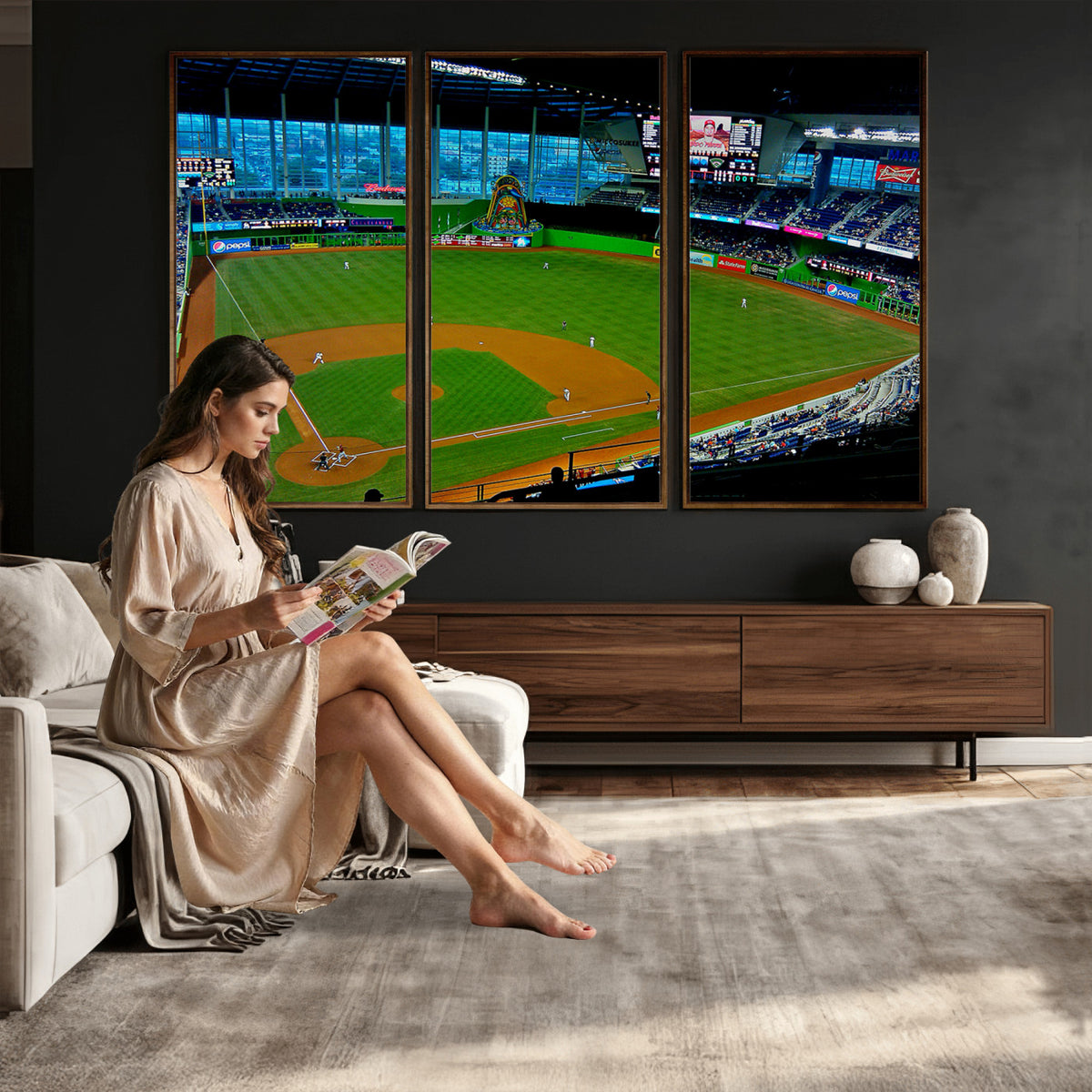 51207-MGV-CV-36X24 - Miami Marlins Baseball Team Print, Miami LoanDepot Park