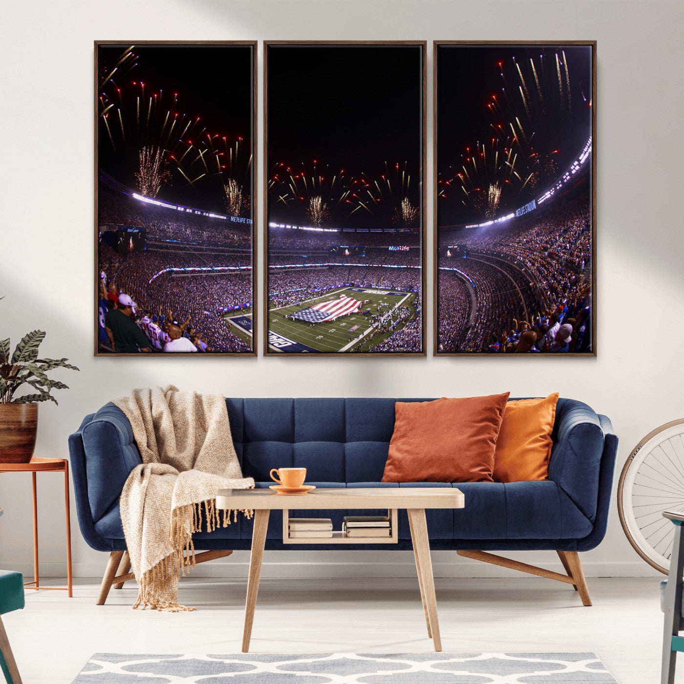 MGV-FC-48X32-3P - New York Giants Football Team Print - East Rutherford MetLife Stadium Wall Art Canvas Print
