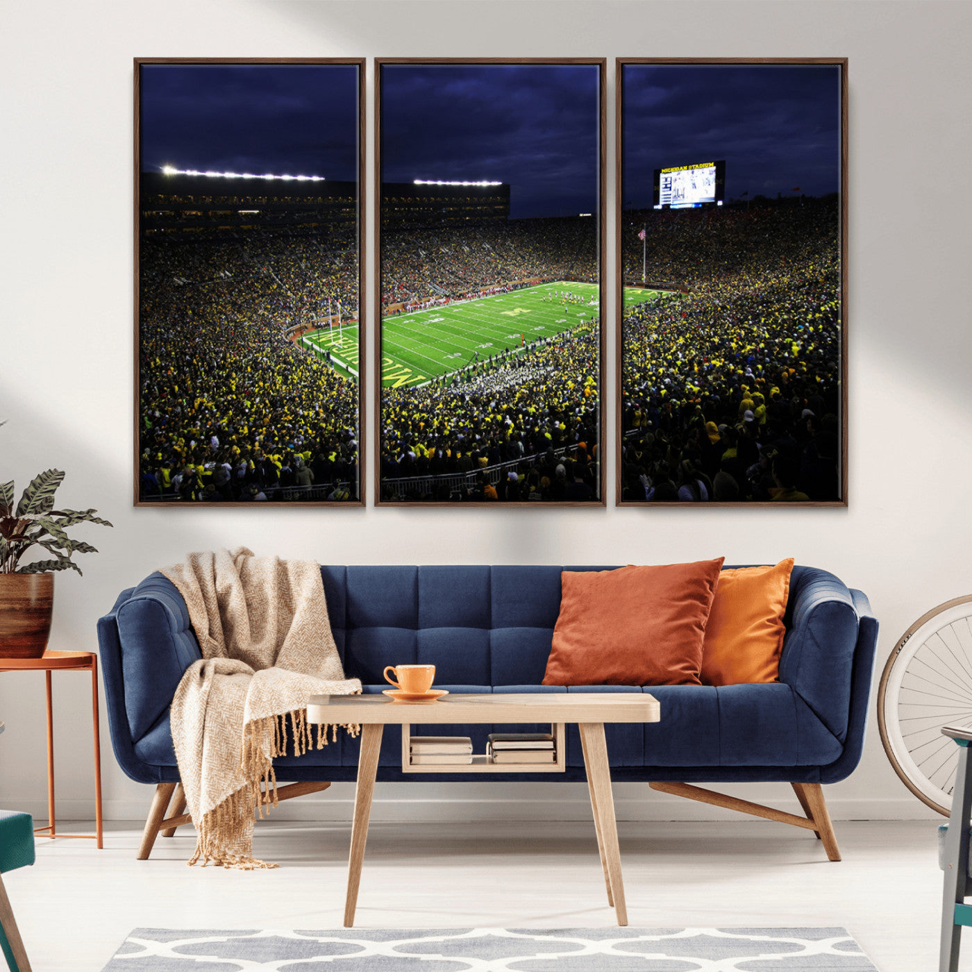 MGV-FC-48X32-3P - Michigan Wolverines Football Canvas Wall Decor, Football Team Print - Ann Arbor Michigan Stadium
