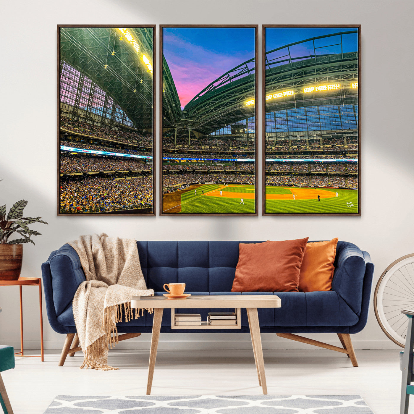 MGV-FC-48X32-3P - Milwaukee Brewers Baseball Team Print Canvas- American Family Field Stadium Wall Art Canvas Print