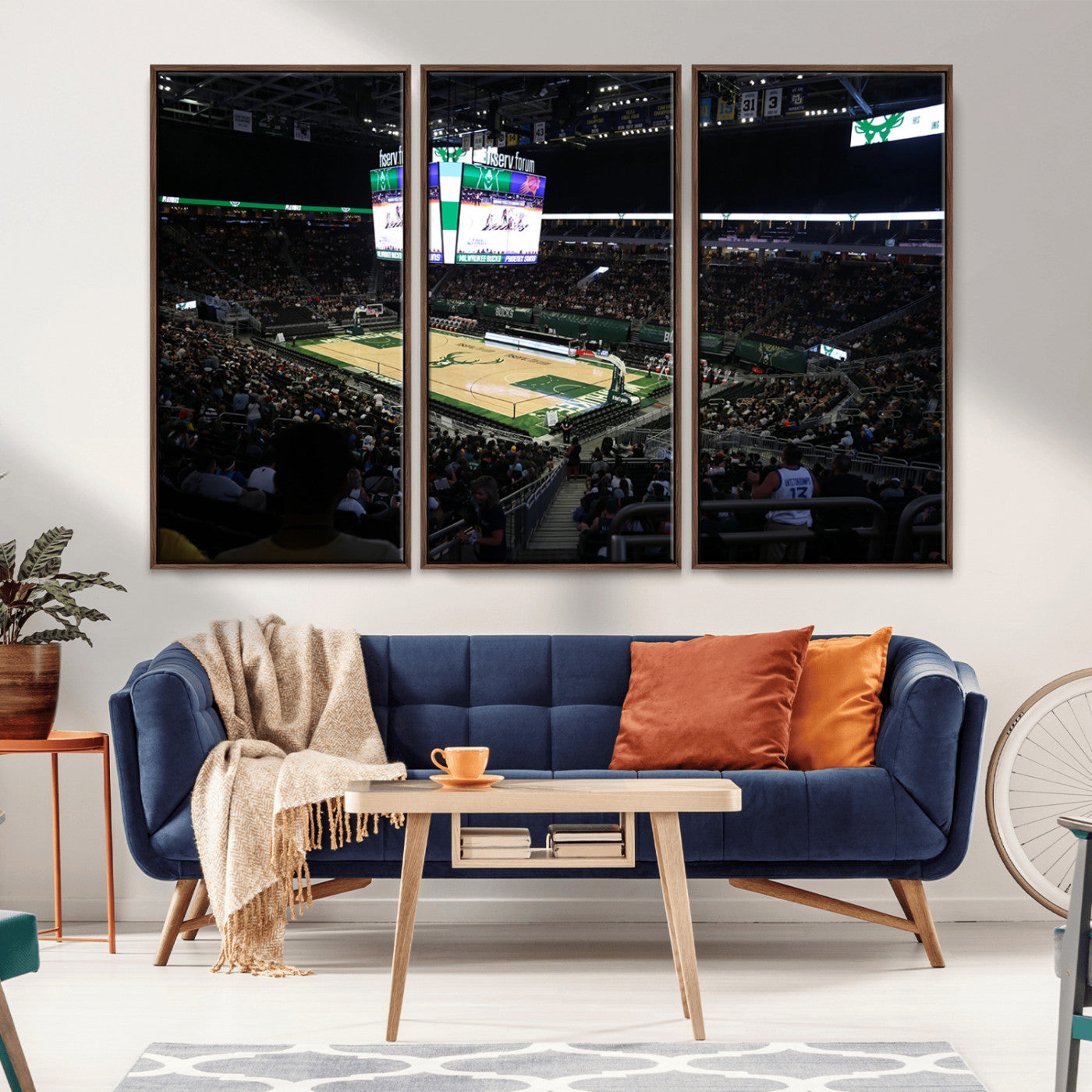 MGV-FC-48X32-3P - Milwaukee Bucks Basketball Print - Fiserv Forum Stadium Wall Art Canvas Print