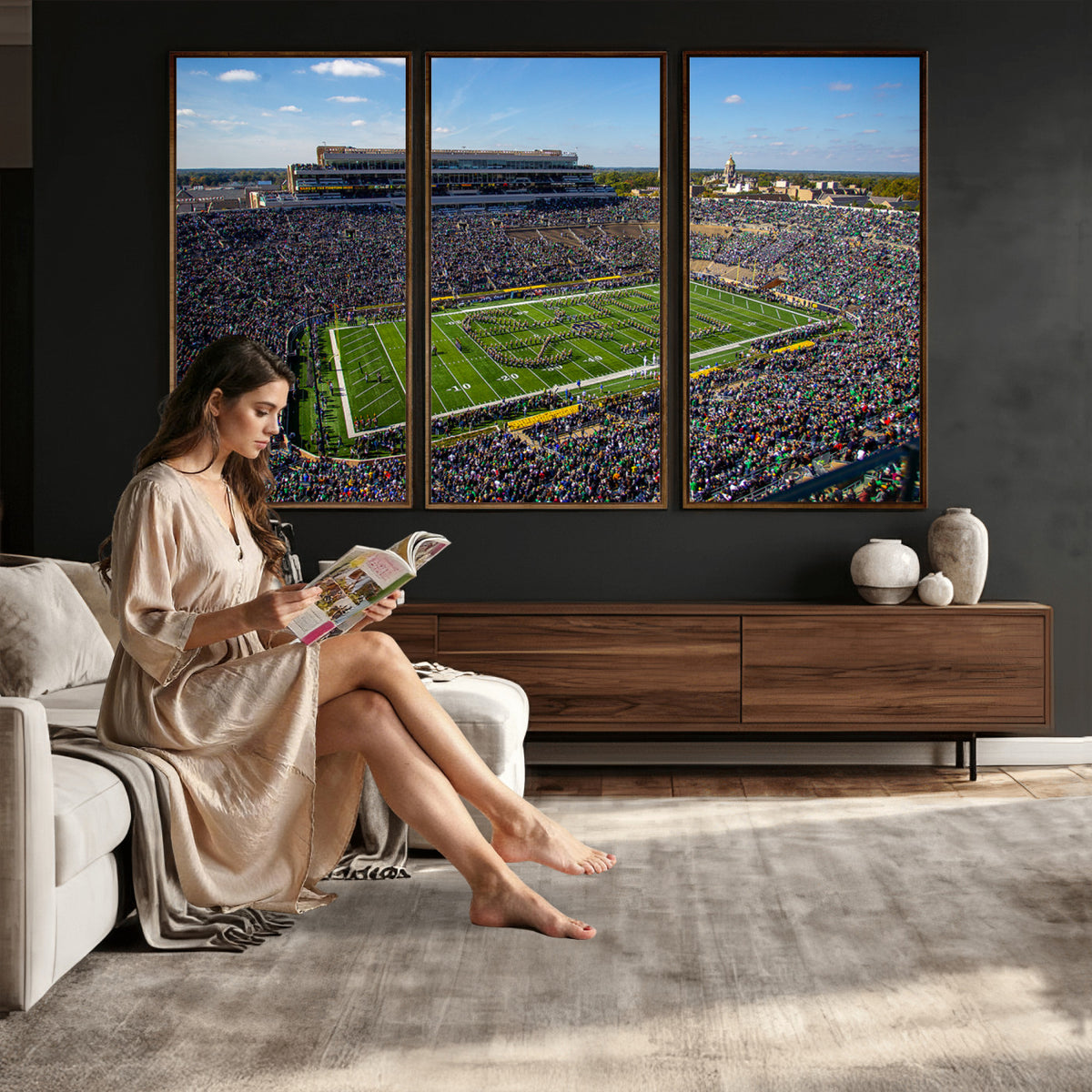 50114-MGV-CV-36X24 - Notre Dame Fighting Irish Football Team Print, Notre Dame Stadium Wall Art