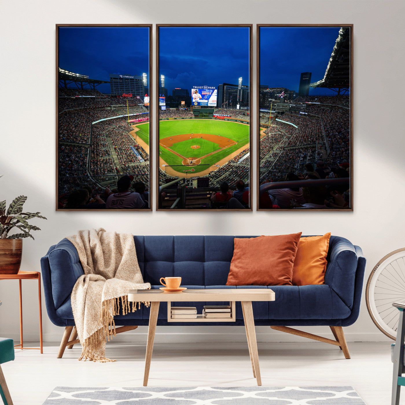 MGV-FC-48X32-3P - Truist Park Night Game Canvas Art - Atlanta Braves Stadium Wall Art Canvas