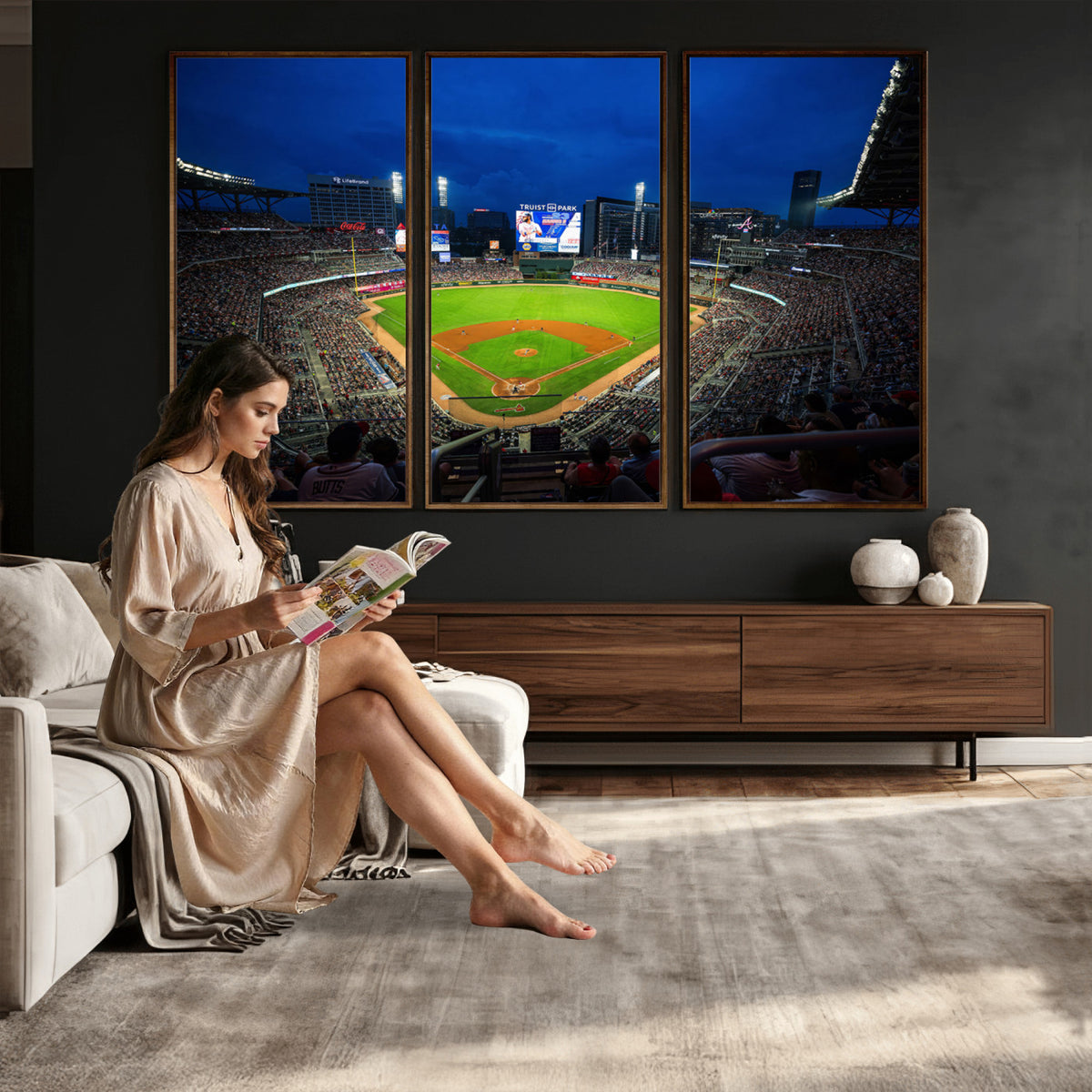 88590-MGV-CV-36X24 - Truist Park Night Game Canvas Art, Atlanta Braves Stadium
