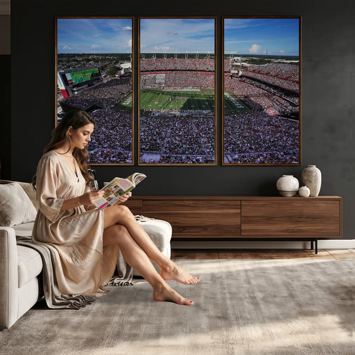 83382-MGV-CV-36X24 - South Carolina Gamecocks Football Team Print, Columbia Williams-Brice Stadium Wall Art