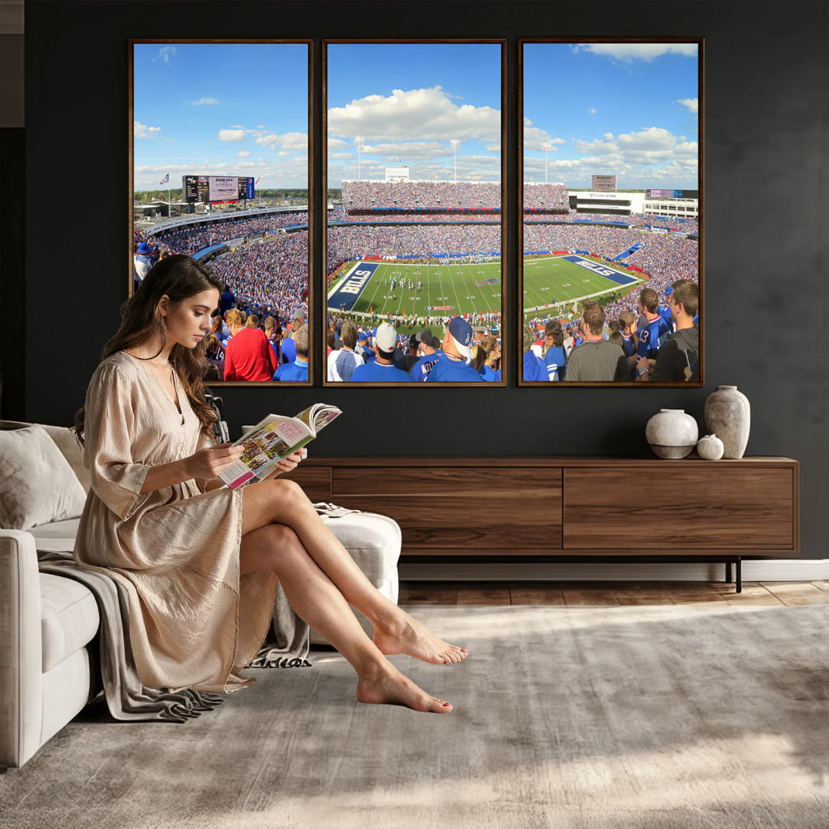 35302-MGV-CV-36X24 - Buffalo Bills NFL Football Team Print, Game Day at Buffalo Highmark Stadium