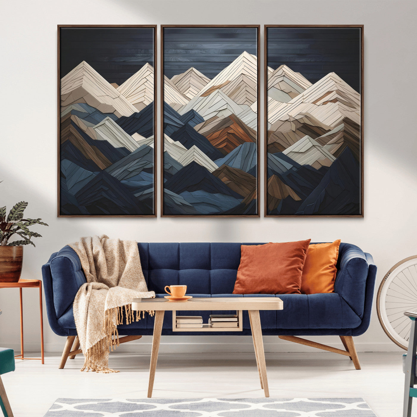 MGV-FC-48X32-3P - Wood Mountain Wall Art | Mountain Canvas Print Wood Decor | Ready to Hang for Cabin Decor