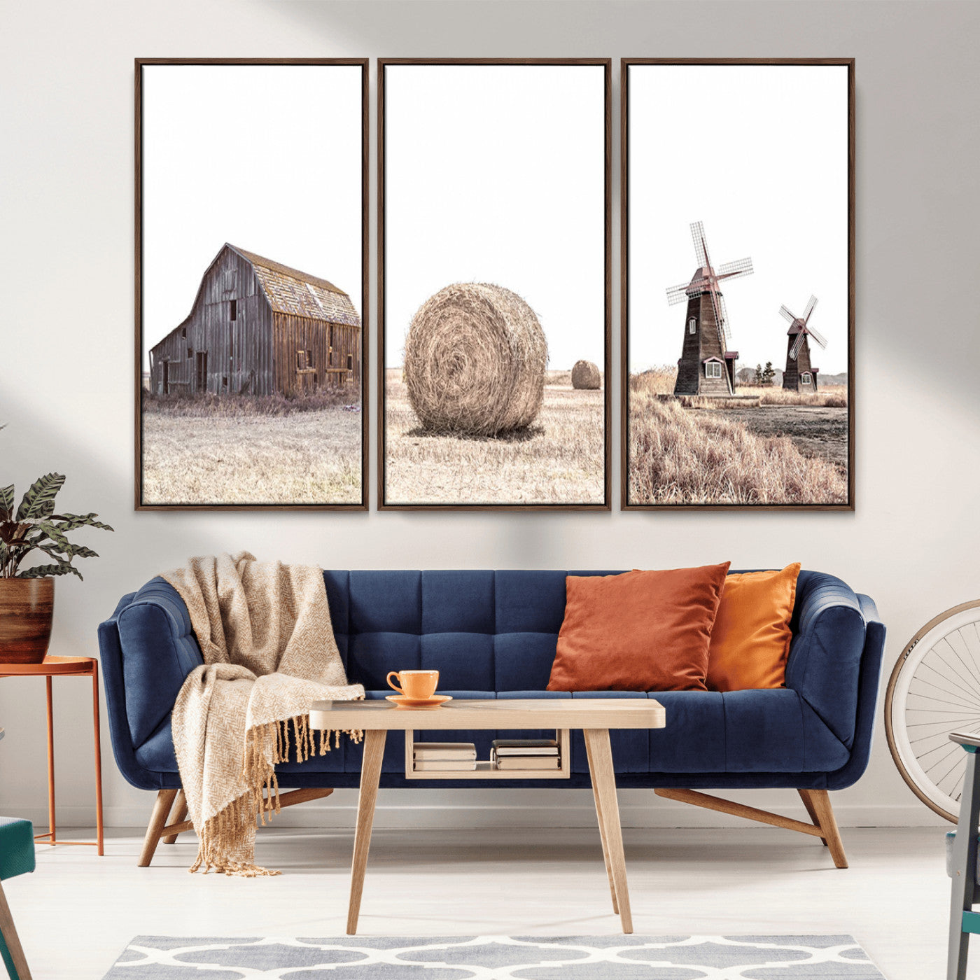 MGV-FC-48X32-3P - Farm Prints Set, Set of 3 Farmhouse Wall Art, Country House Decor, Barn Print, Wheat Print,