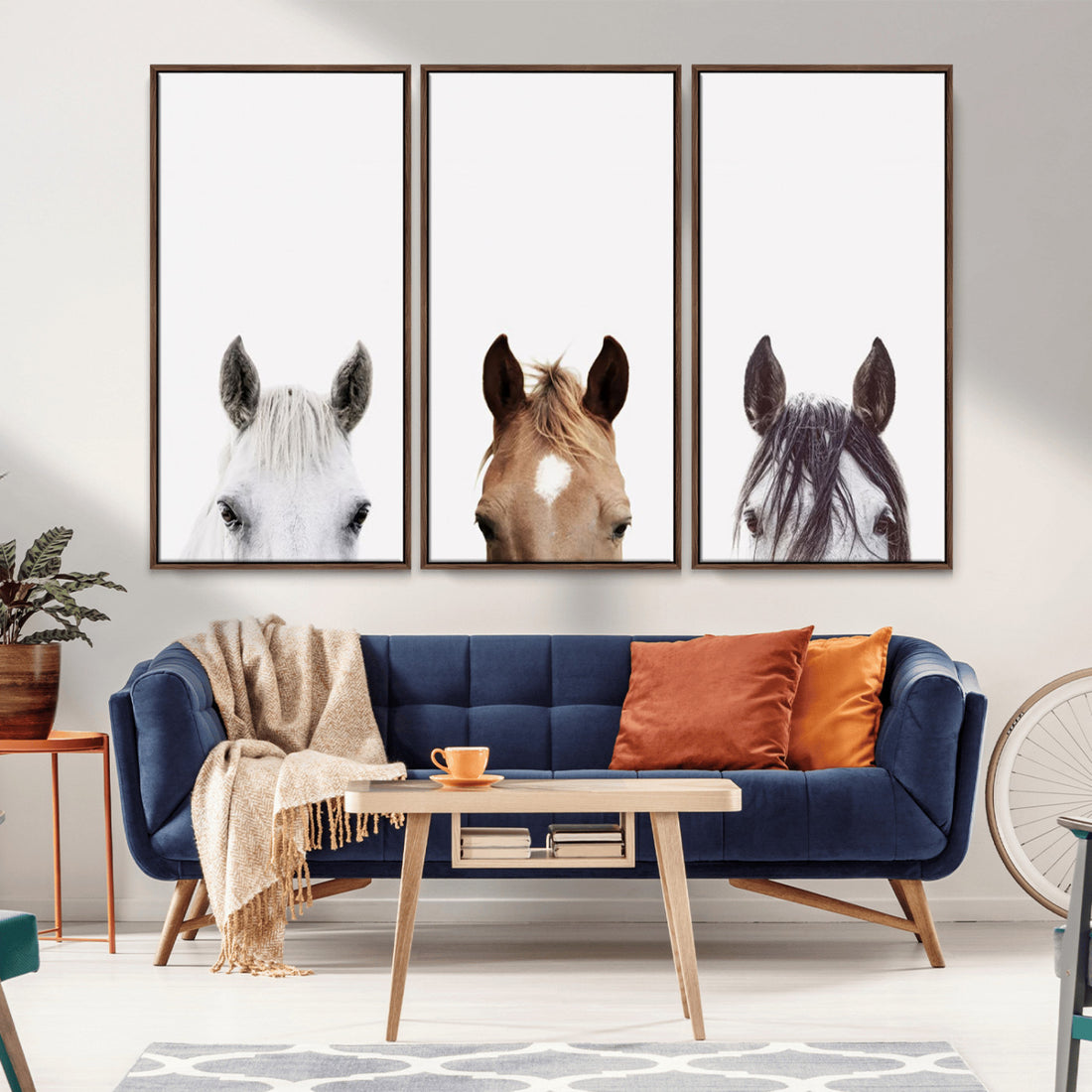 Horse Prints, Set of 3 Horse Wall Art, Horse Portraits