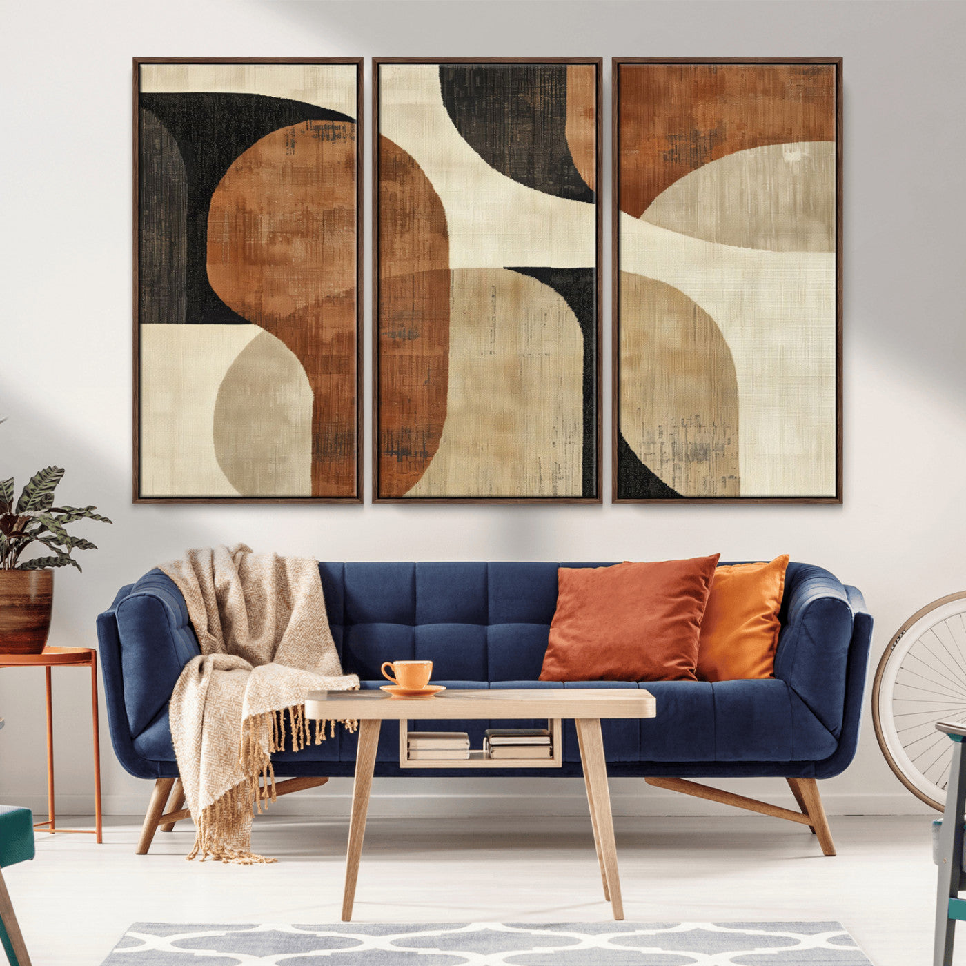 MGV-FC-48X32-3P - Wabi Sabi Abstract Wall Art Canvas Print | Large Minimalist Modern Geometric Wall Decor for Living