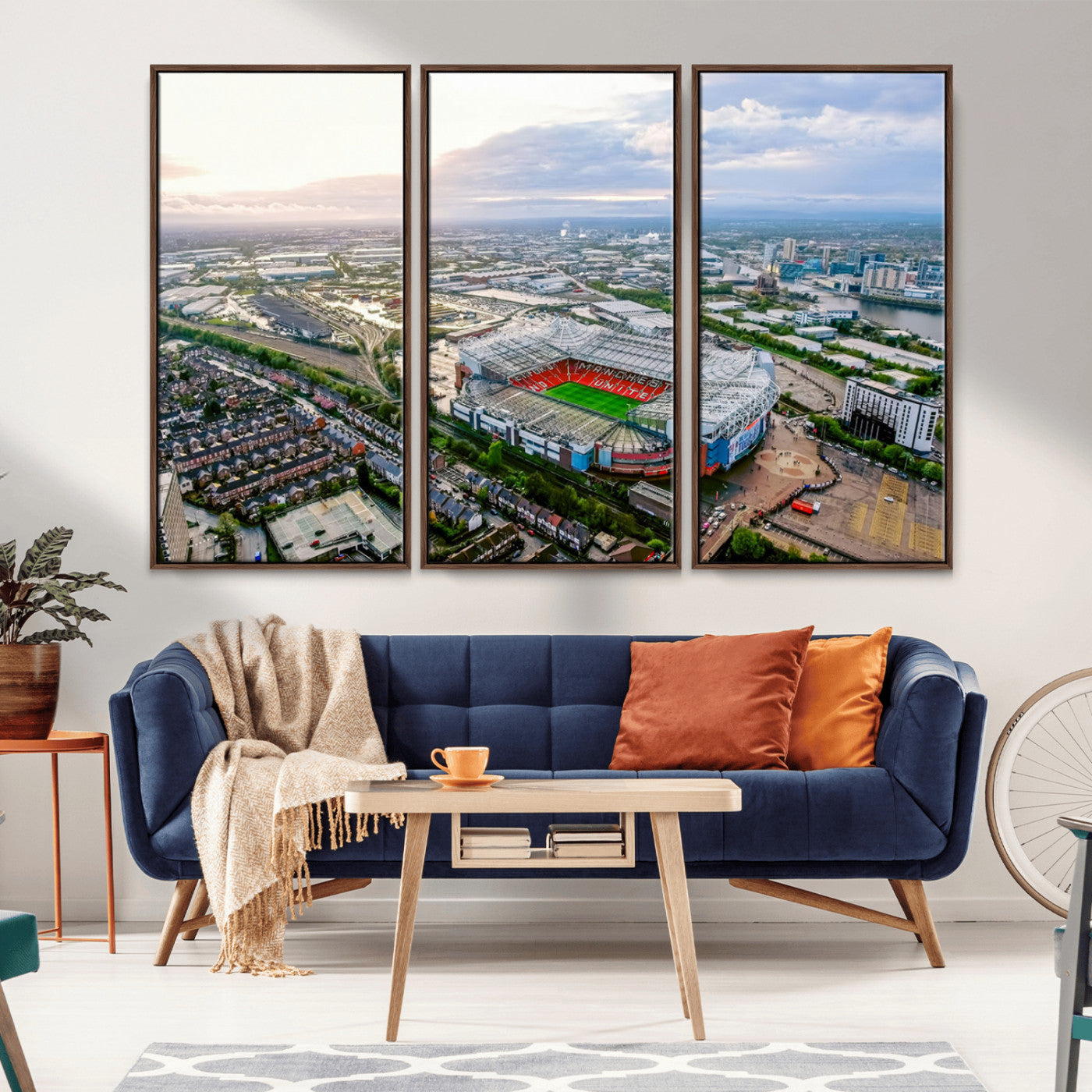 MGV-FC-48X32-3P - Old Trafford Manchester United Stadium Wall Art Canvas Print - Aerial View Stadium, Old Trafford