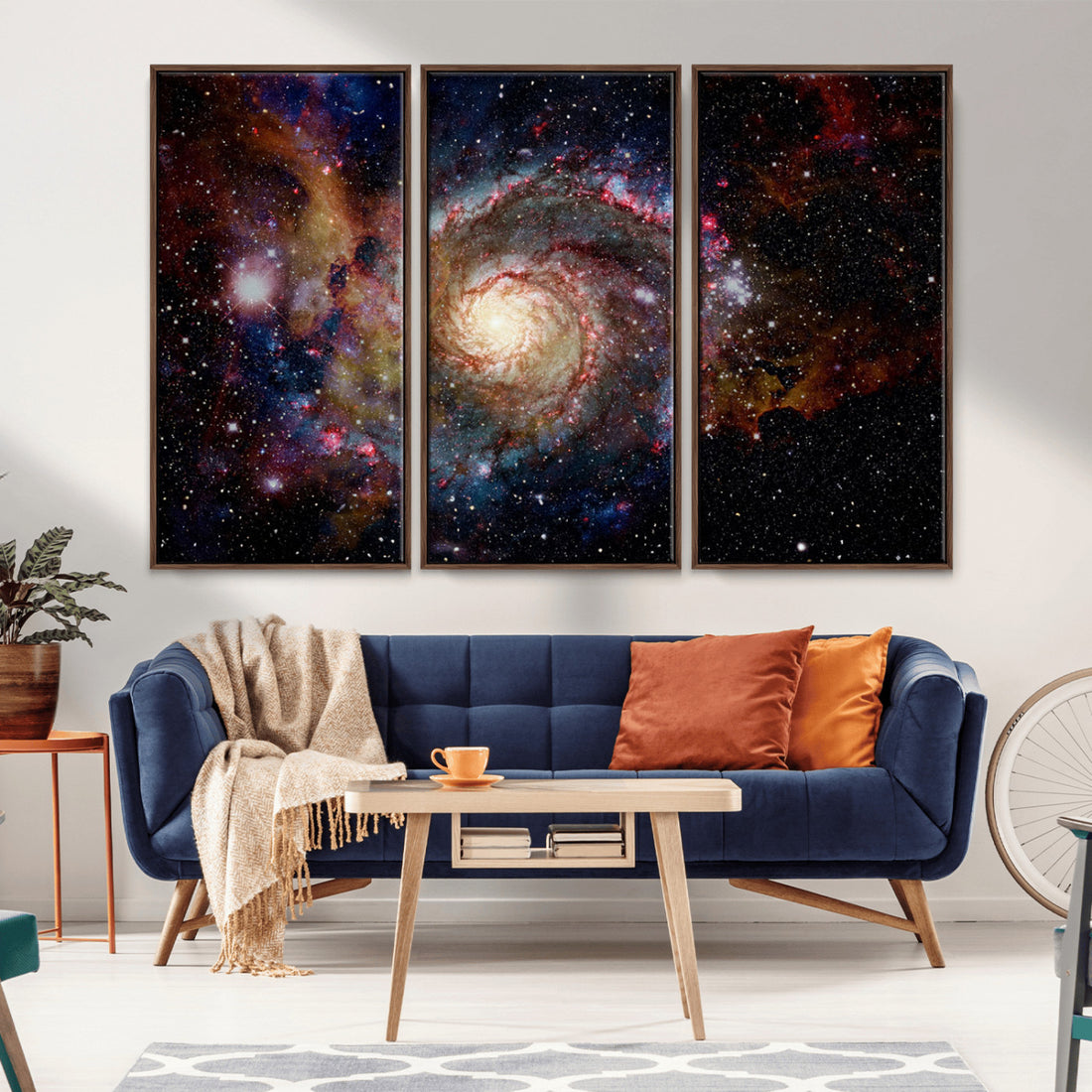 Nebula and Galaxies in Space Wall Art Canvas Print, Spiral Galaxy Wall Art