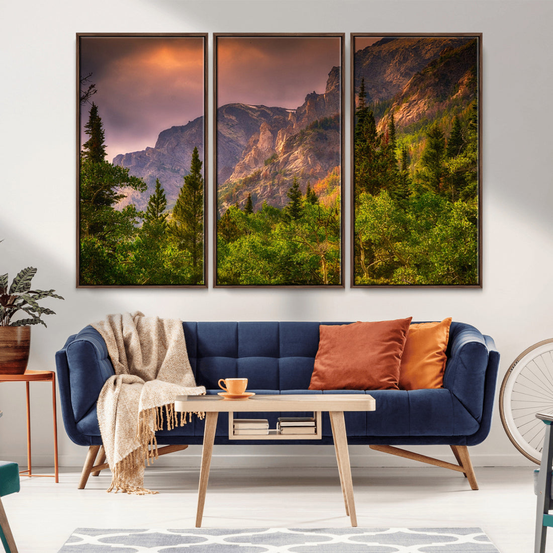 Colorado Rockies Mountains Wall Art Canvas Print, Ready to Hang | Extra Large 3 Piece Canvas Wall Art