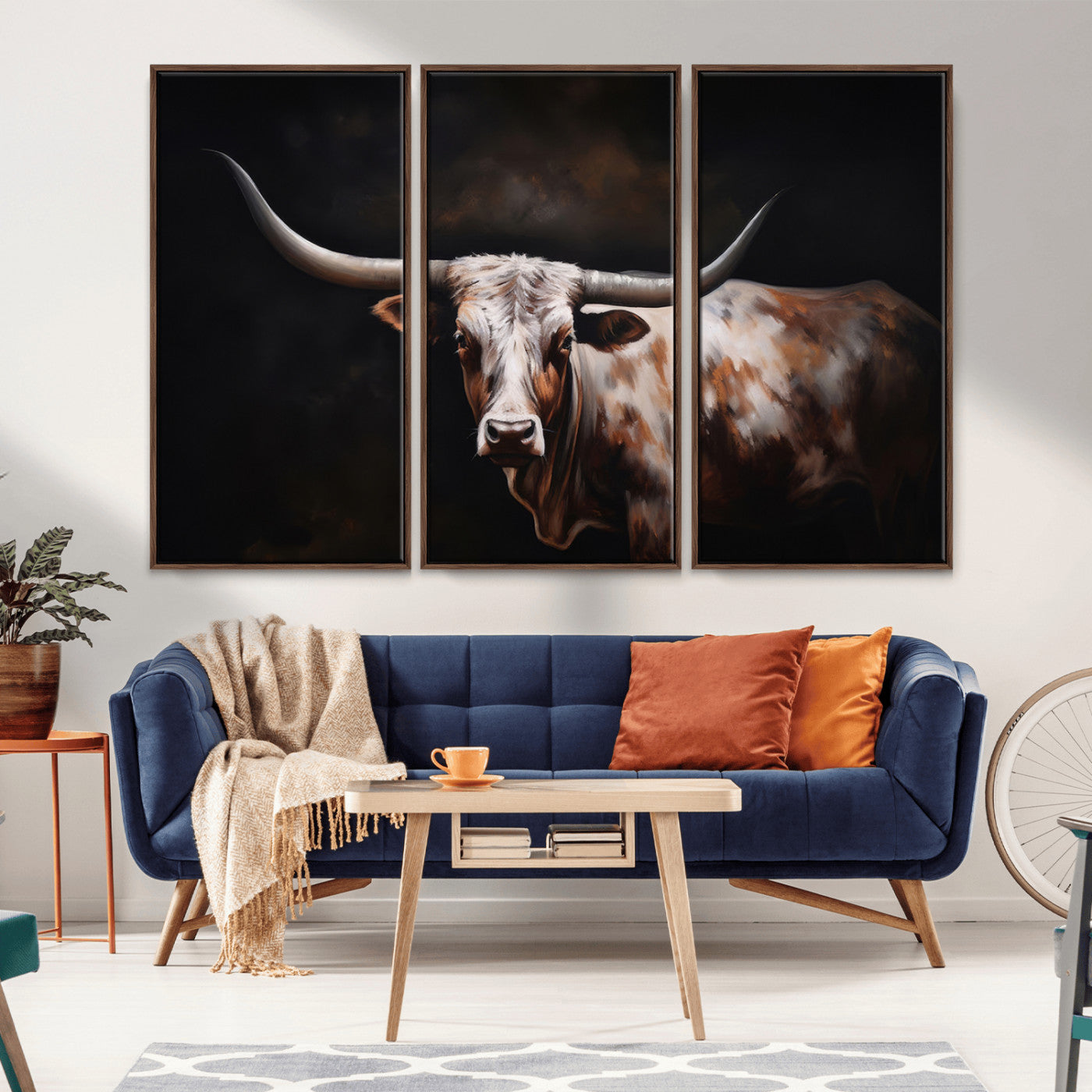 82543-MGV-CV-36X24-Texas Longhorn Wall Art Canvas Print | Western Ranch Decor | Bold Rustic Cattle Artwork | Ready to