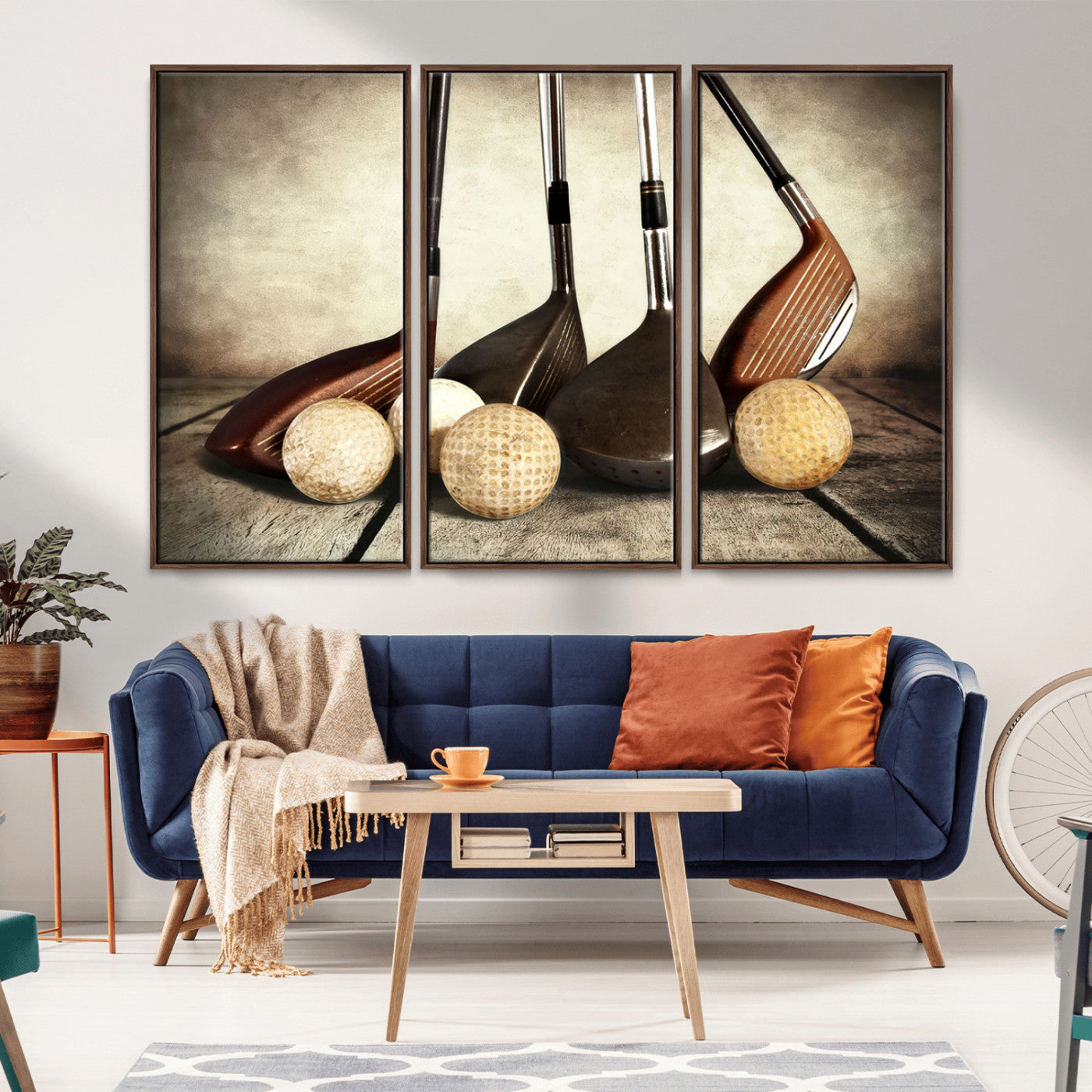 MGV-FC-48X32-3P - Vintage Golf Ball Art | Golf Decor for Man Cave or Office | Ready to Hang and Framed