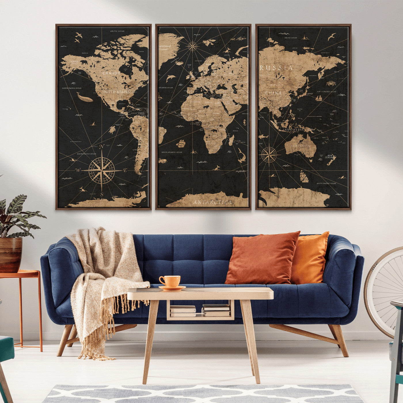 61023-MGV-CV-36X24-World Map Canvas Print – Framed Wall Art for Home Decor