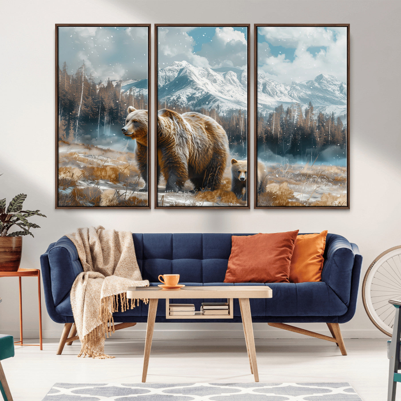 MGV-FC-48X32-3P - Bear and Baby Bear Wall Art Canvas Print