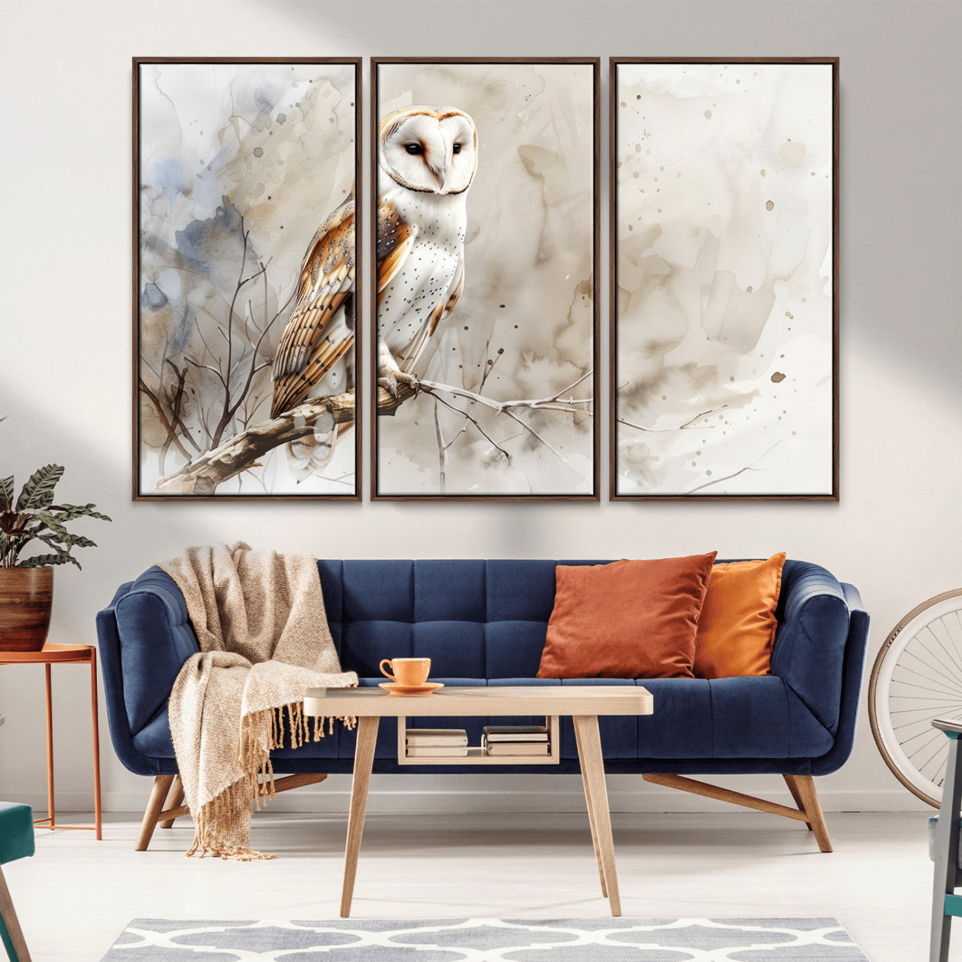 MGV-FC-48X32-3P - Barn Owl Wall Art | Watercolor Canvas Print | Perfect for Farmhouse Wall Decor | Ready to Hang