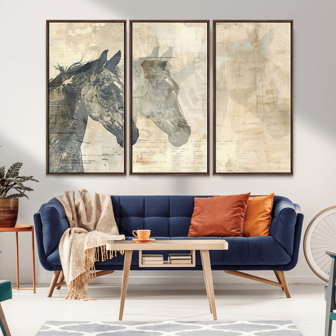 Abstract Horse Canvas Print, Modern Farmhouse Wall Art
