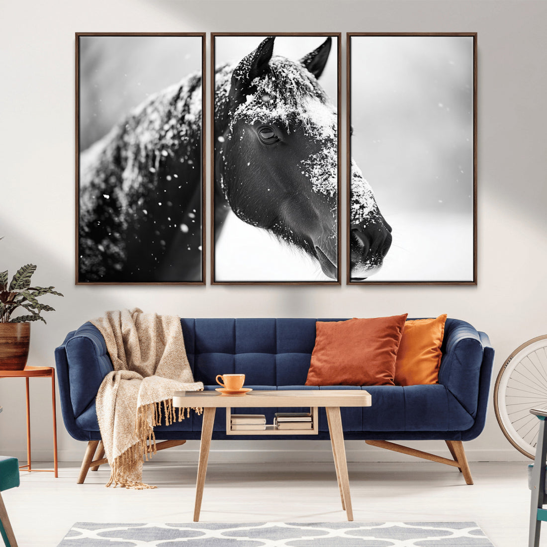 Horse Canvas Print, Winter Horse Snow Wall Art Canvas Print