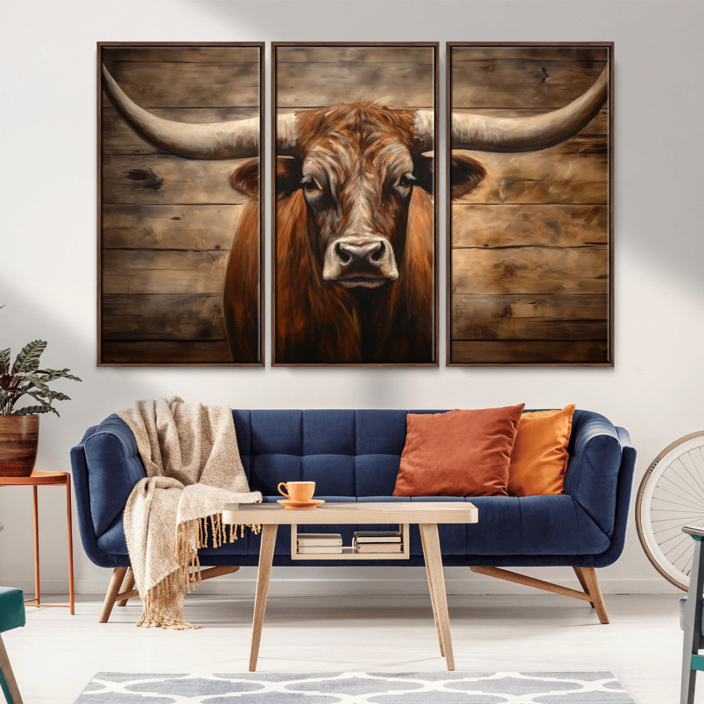 77556-MGV-CV-36X24-Longhorn Bull Wall Art | Canvas Print | Ready to Hang | Rustic Farmhouse Wall Decor | Western Barn