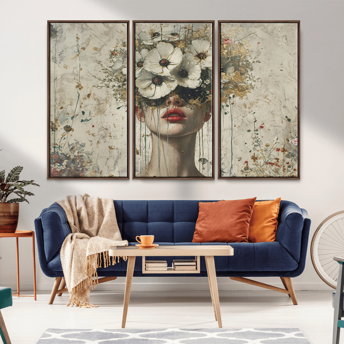 MGV-FC-48X32-3P - Abstract Floral Women Patel Wall Art Canvas Print