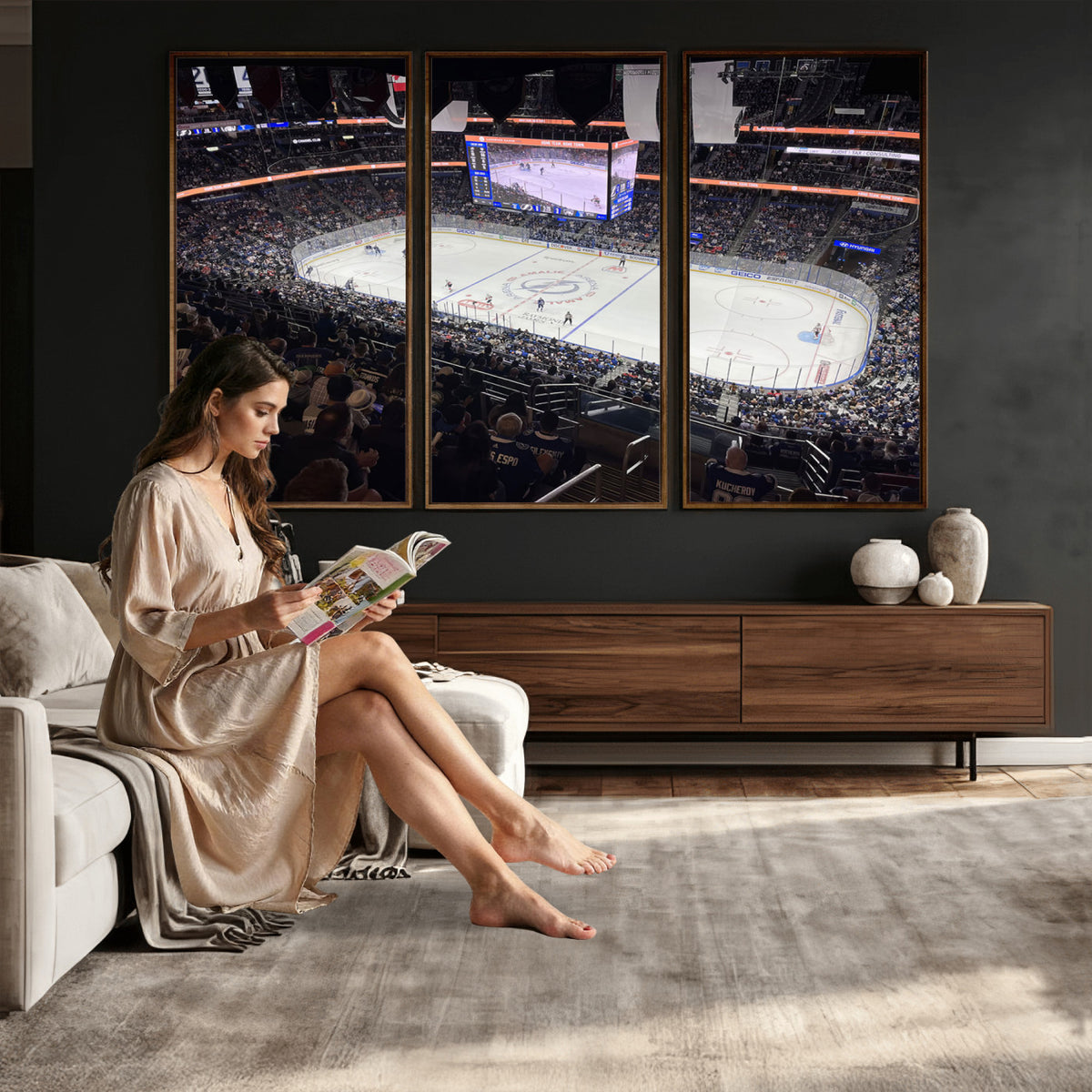 51641-MGV-CV-36X24 - Amalie Arena Florida Wall Art Canvas Print, NHL Hockey, Framed and Ready to Hang