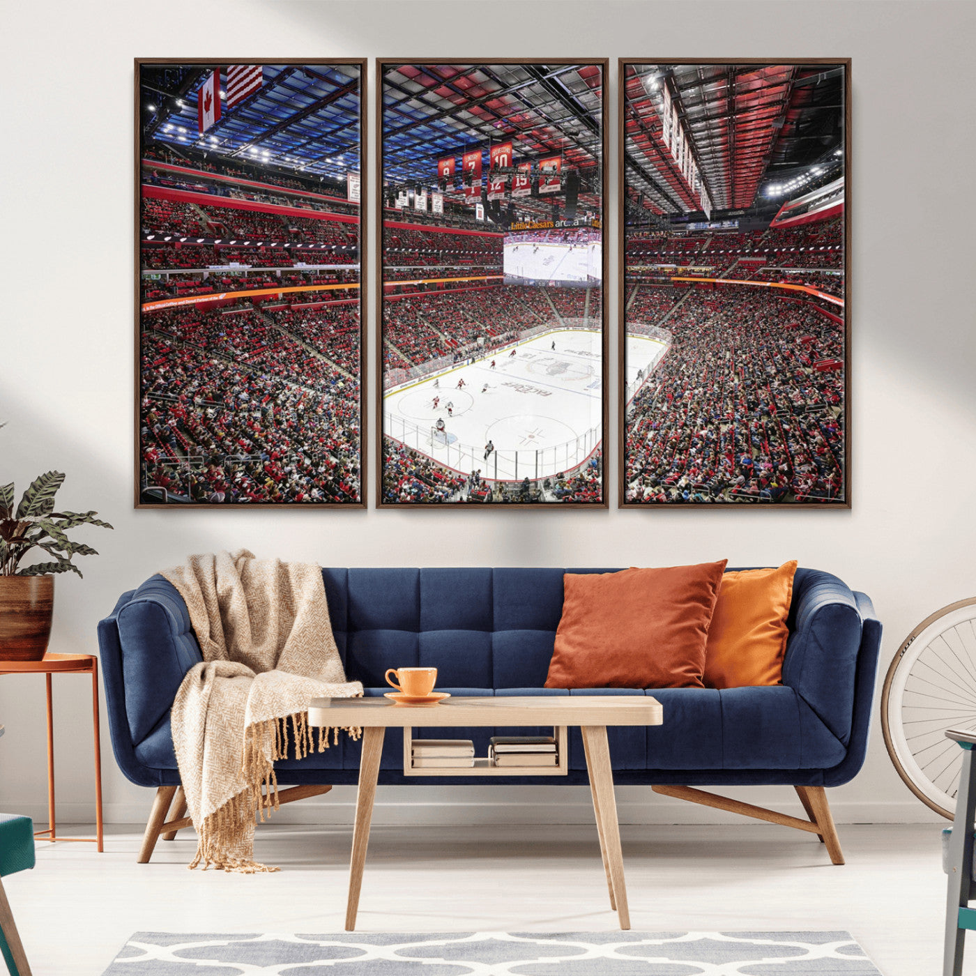 MGV-FC-48X32-3P - Barton Malow Little Caesars Arena Detroit Wall Art Canvas Print - Detroit Hockey and Basketball