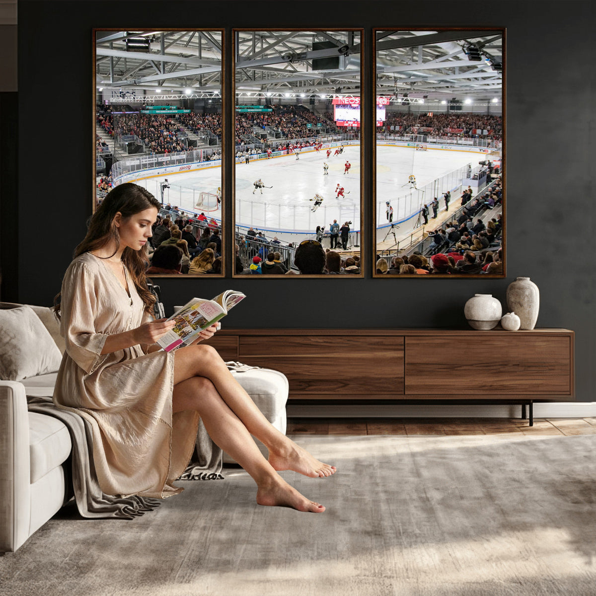 79352-MGV-CV-36X24 - Lausanne Arena Ice Hockey Stadium Wall Art Canvas Print