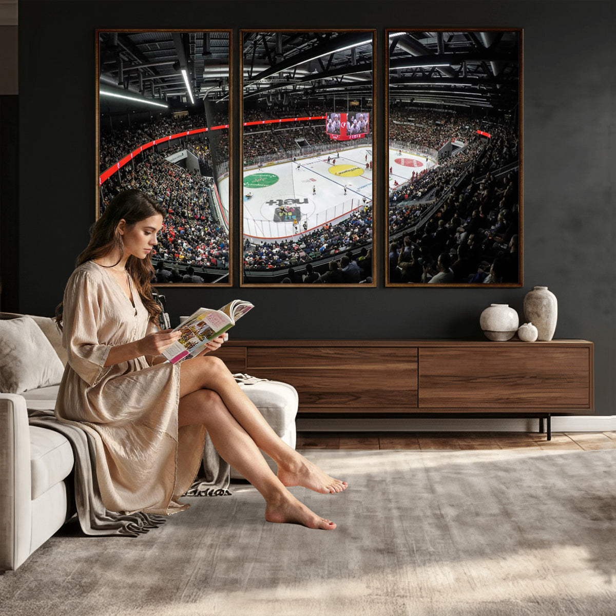 46282-MGV-CV-36X24 - Vaudoise Lausanne Ice Hockey Arena Stadium Wall Art Canvas