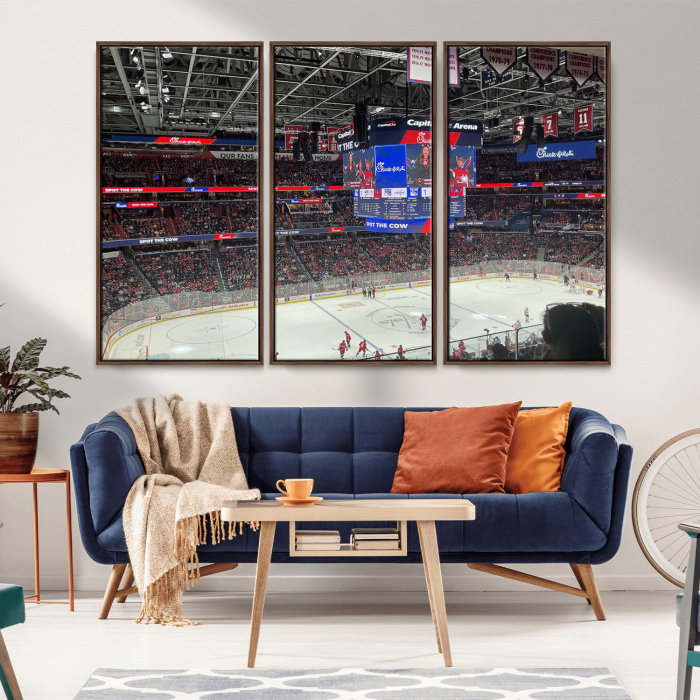 MGV-FC-48X32-3P - Washington Capitols New York Rangers Ice Hockey Game Stadium Wall Art Canvas Print