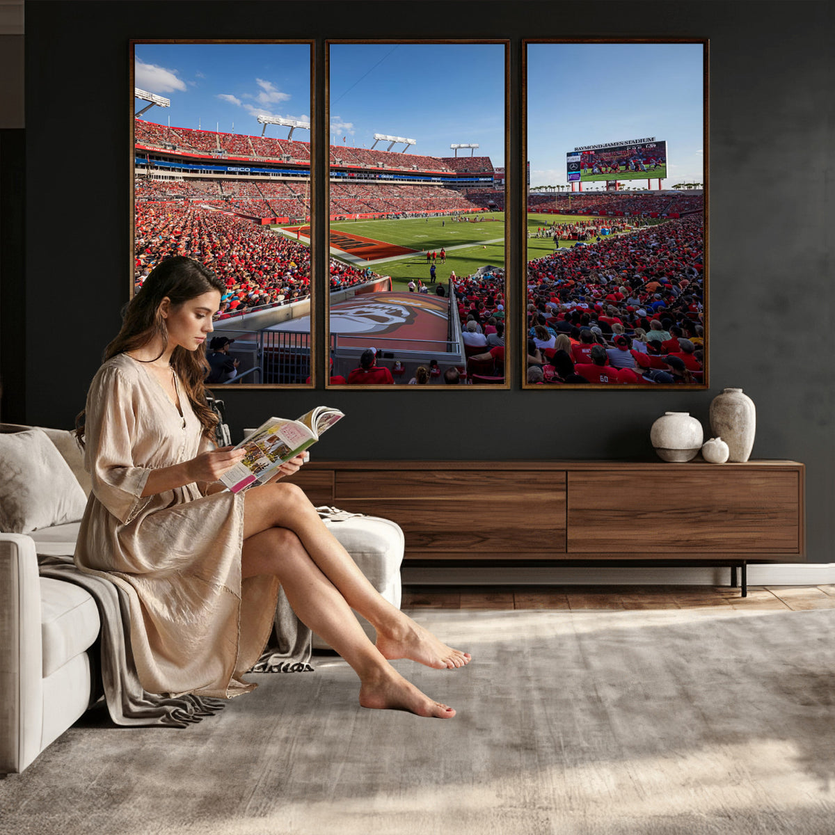65229-MGV-CV-36X24 - Florida Tampa Raymond James Stadium Wall Art Canvas Print - NFL Football Stadium Print