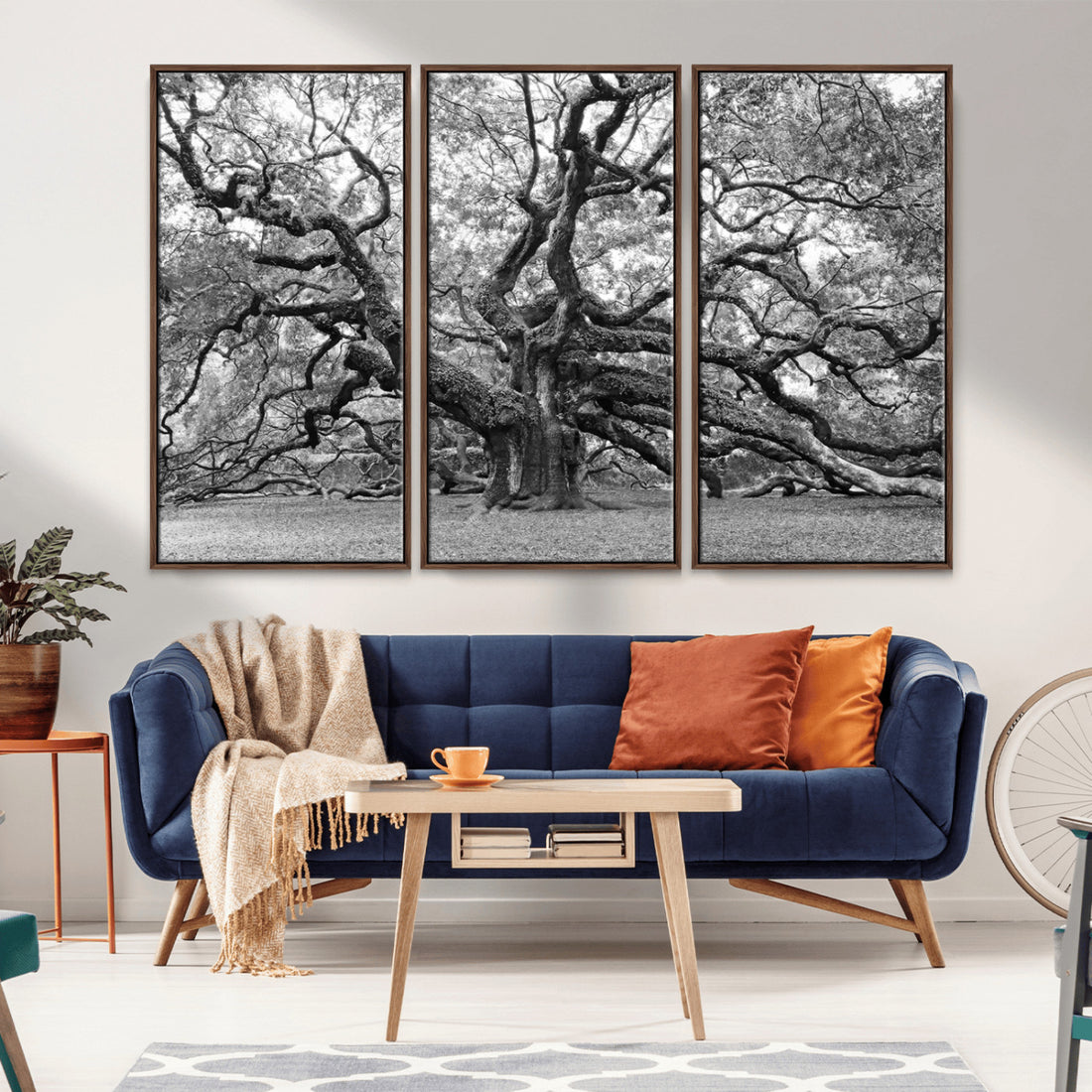 Black White Angel Oak Tree Wall Art