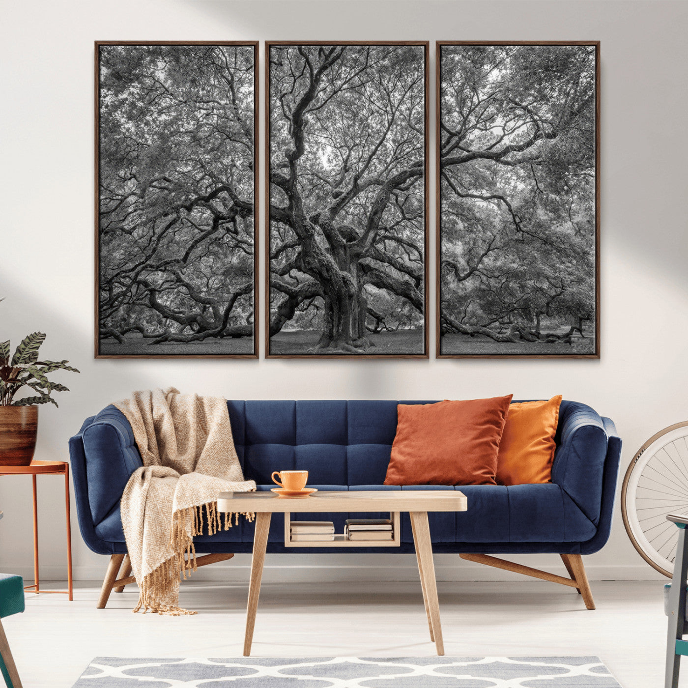 97240-MGV-CV-36X24-Majestic Angel Oak Tree Black and White Canvas Print – Multi Panel Wall Art, Giclée Print, Ready to