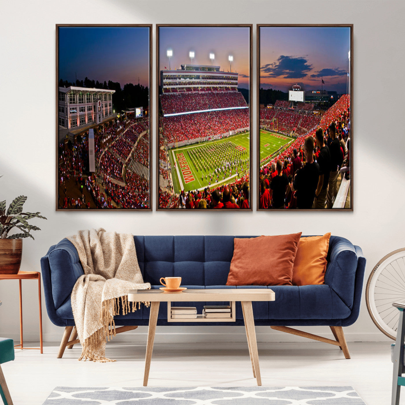 MGV-FC-48X32-3P - NC State Wolfpack Football Team Print - Raleigh Carter-Finley Stadium Wall Art Canvas Print
