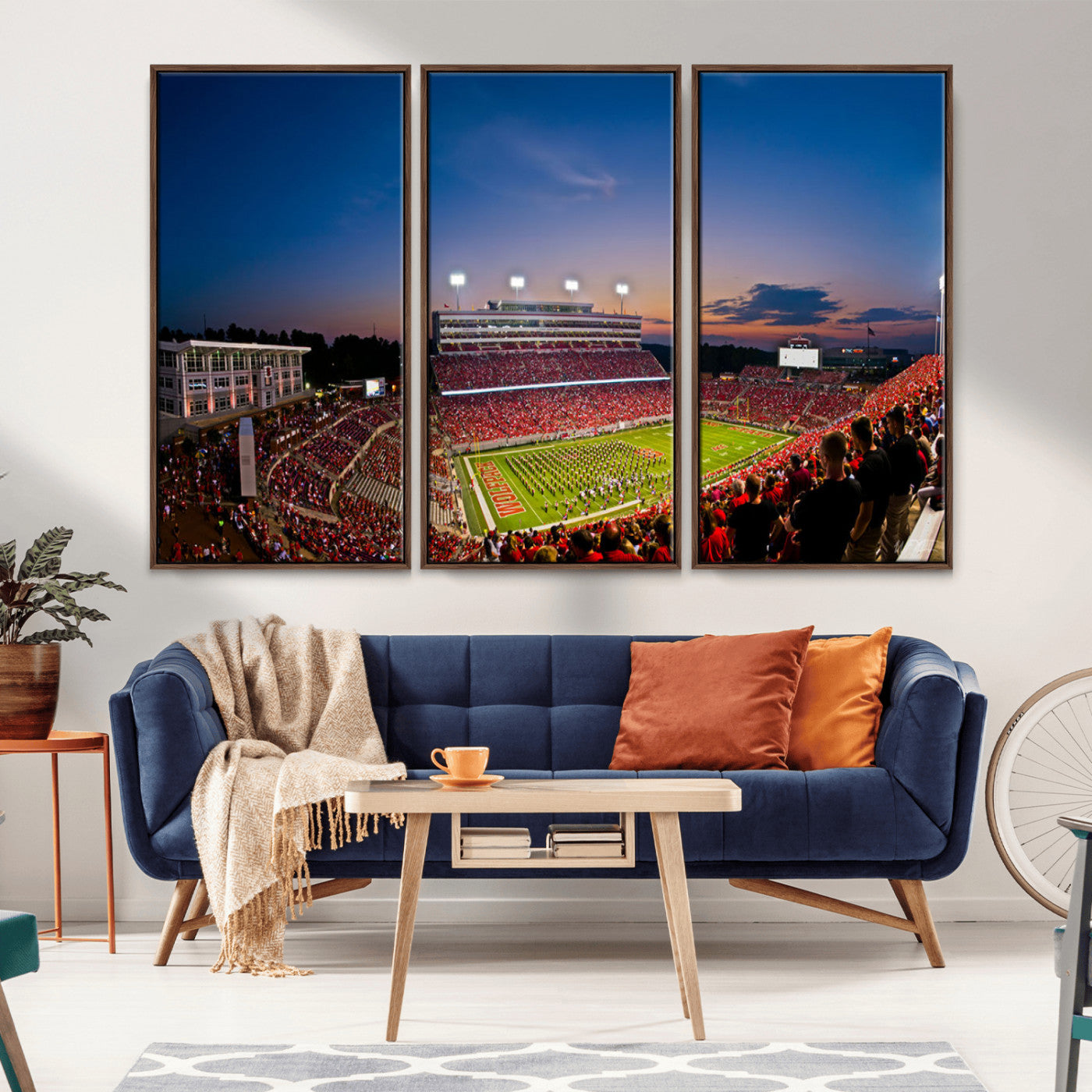 MGV-FC-48X32-3P - NC State Wolfpack Football Team Print - Raleigh Carter-Finley Stadium Wall Art Canvas Print