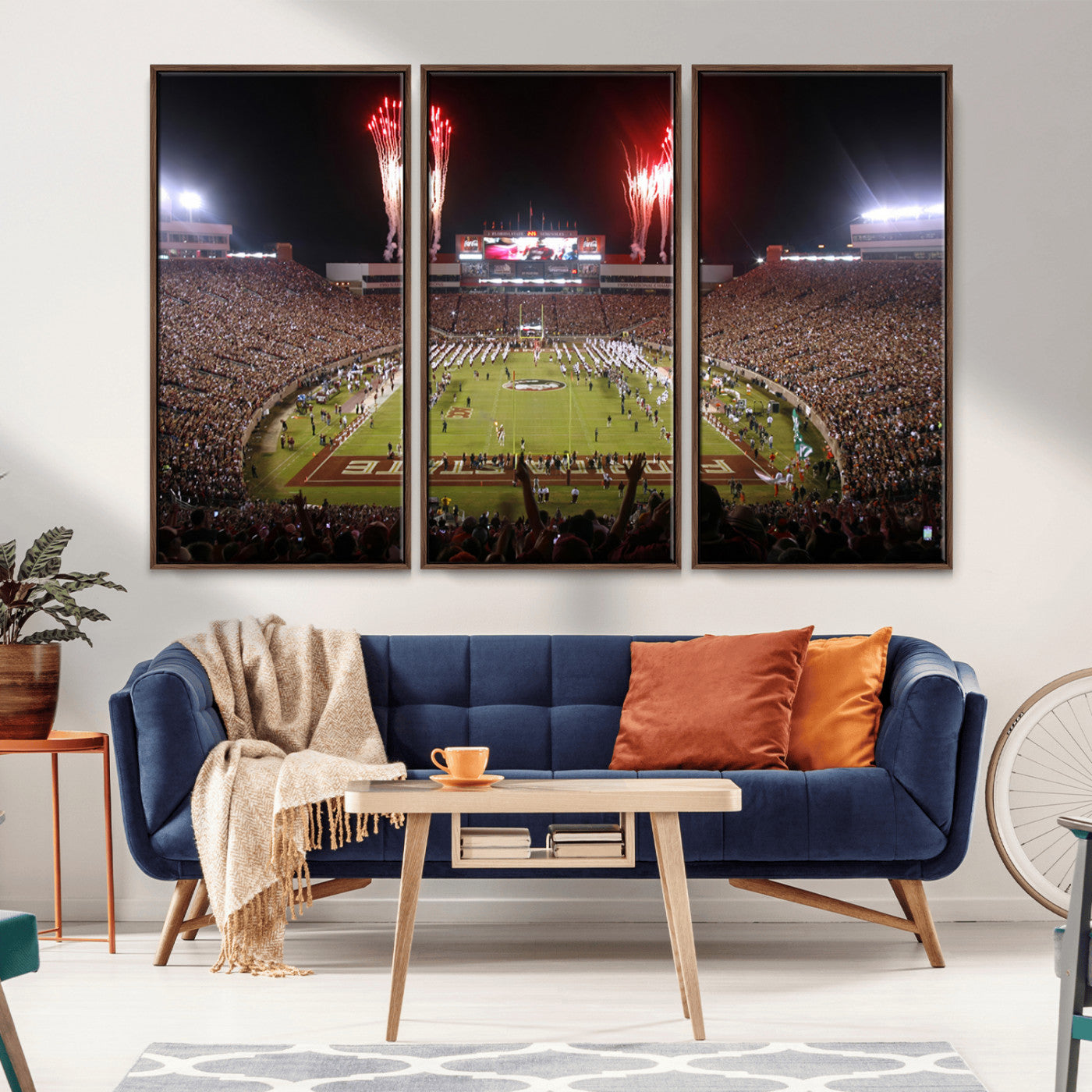 MGV-FC-48X32-3P - Framed Florida State Seminoles Football Team Print - Tallahassee Doak Campbell Stadium Wall Art