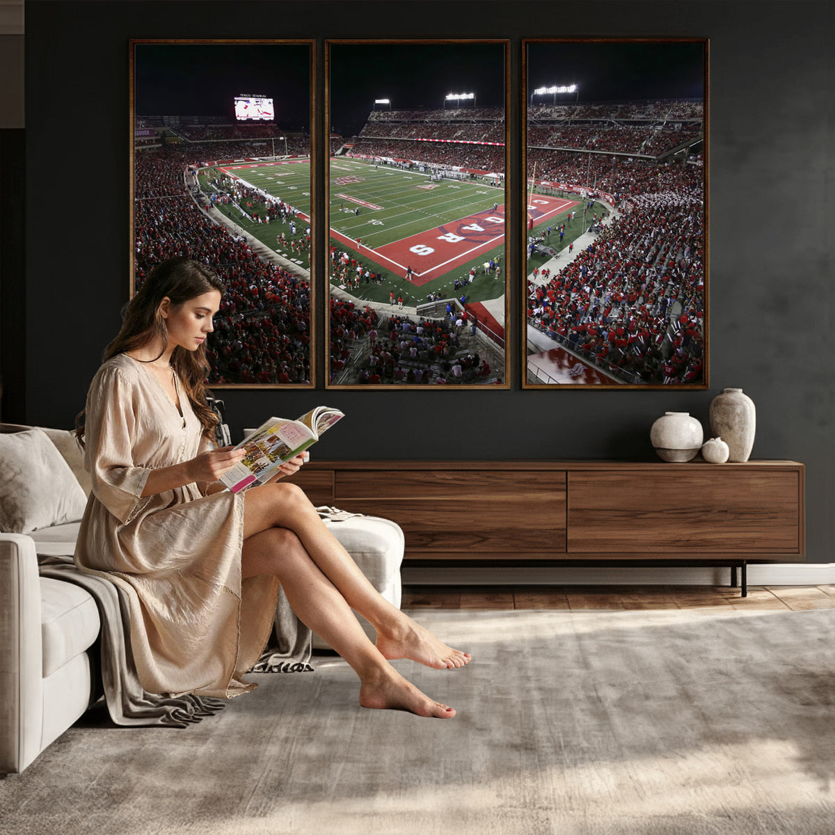 94207-MGV-CV-36X24 - Houston Cougars Football Team Print - Houston TDECU Stadium Wall Art Canvas Print